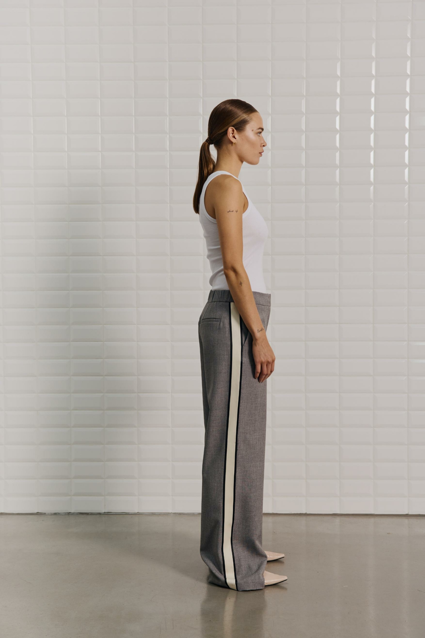 MARINA TAILORED PANT - MID GREY MELANGE