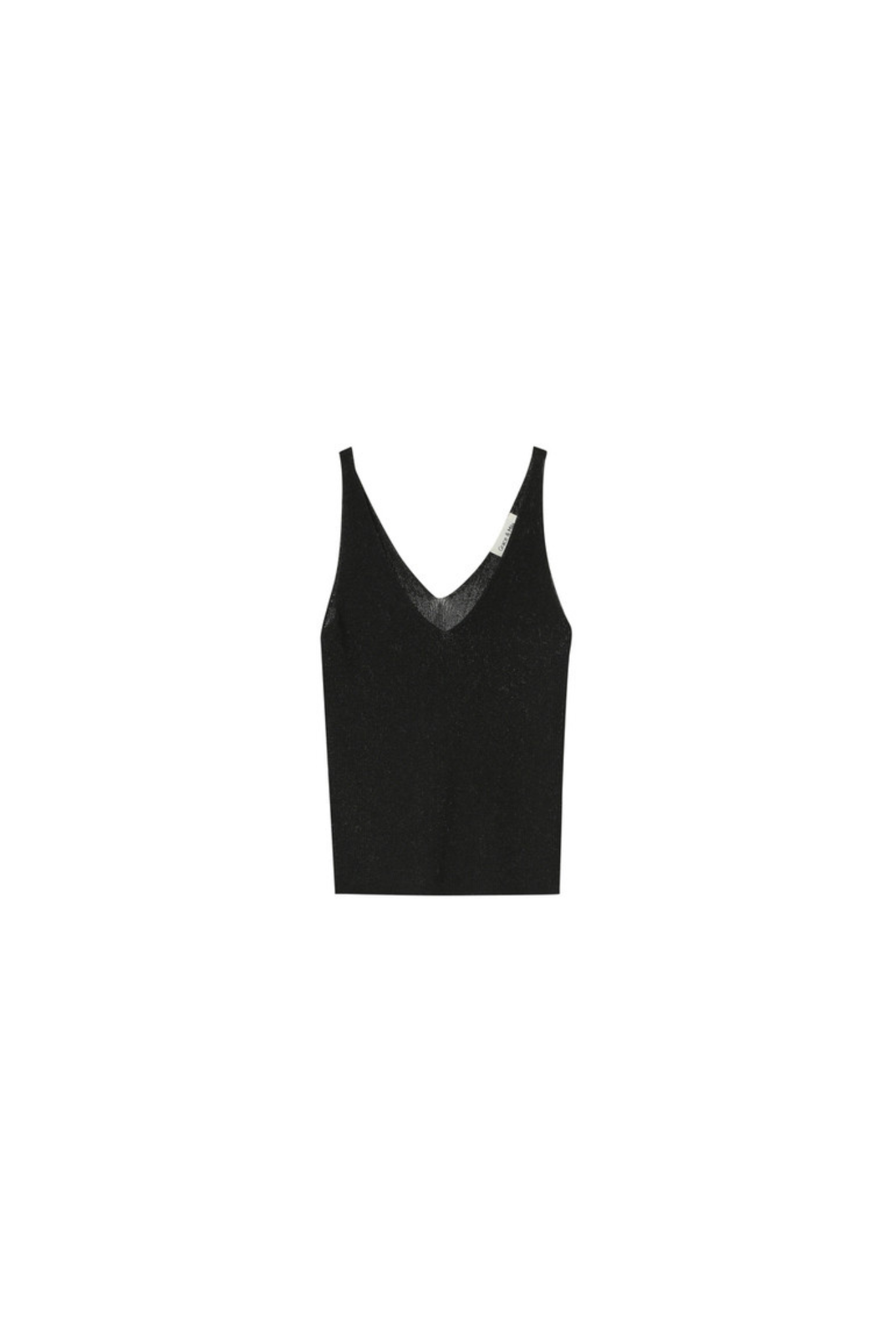 Grace & Mila paillette top in black. Front flatlay view