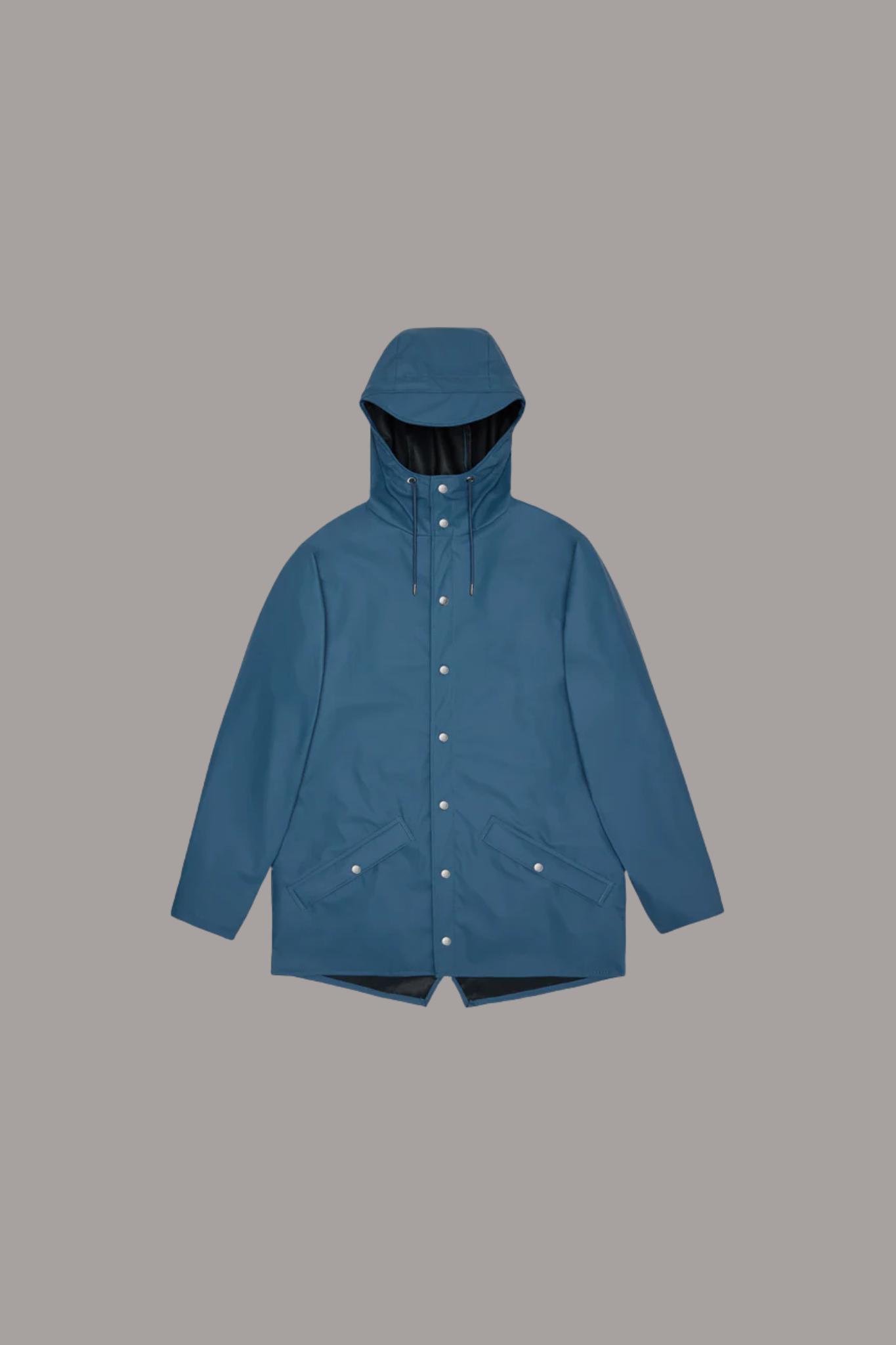 Rains jacket W3 in blue. Front flatlay view