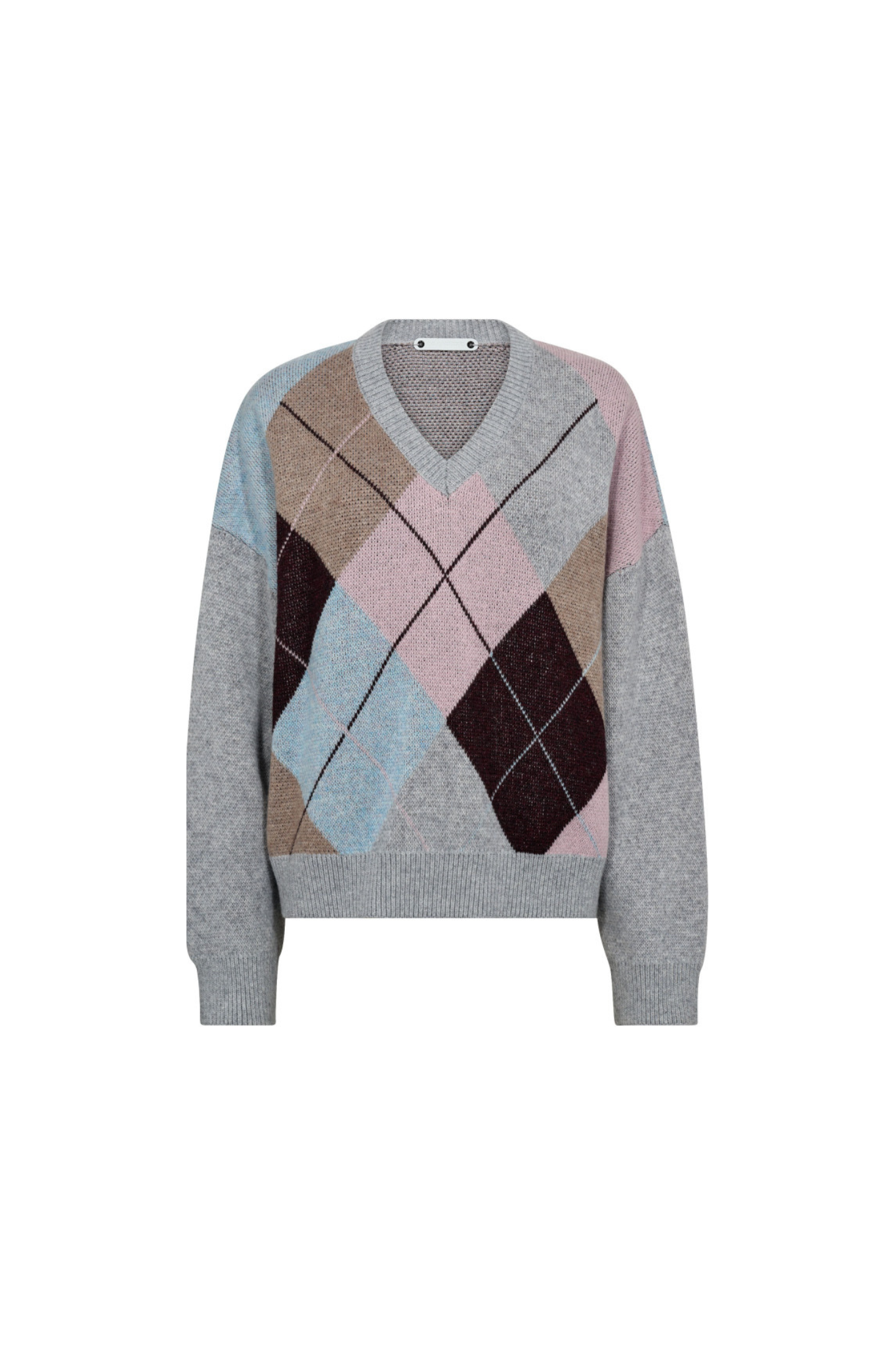 MAJA CHECK V-KNIT - MIDE GREY