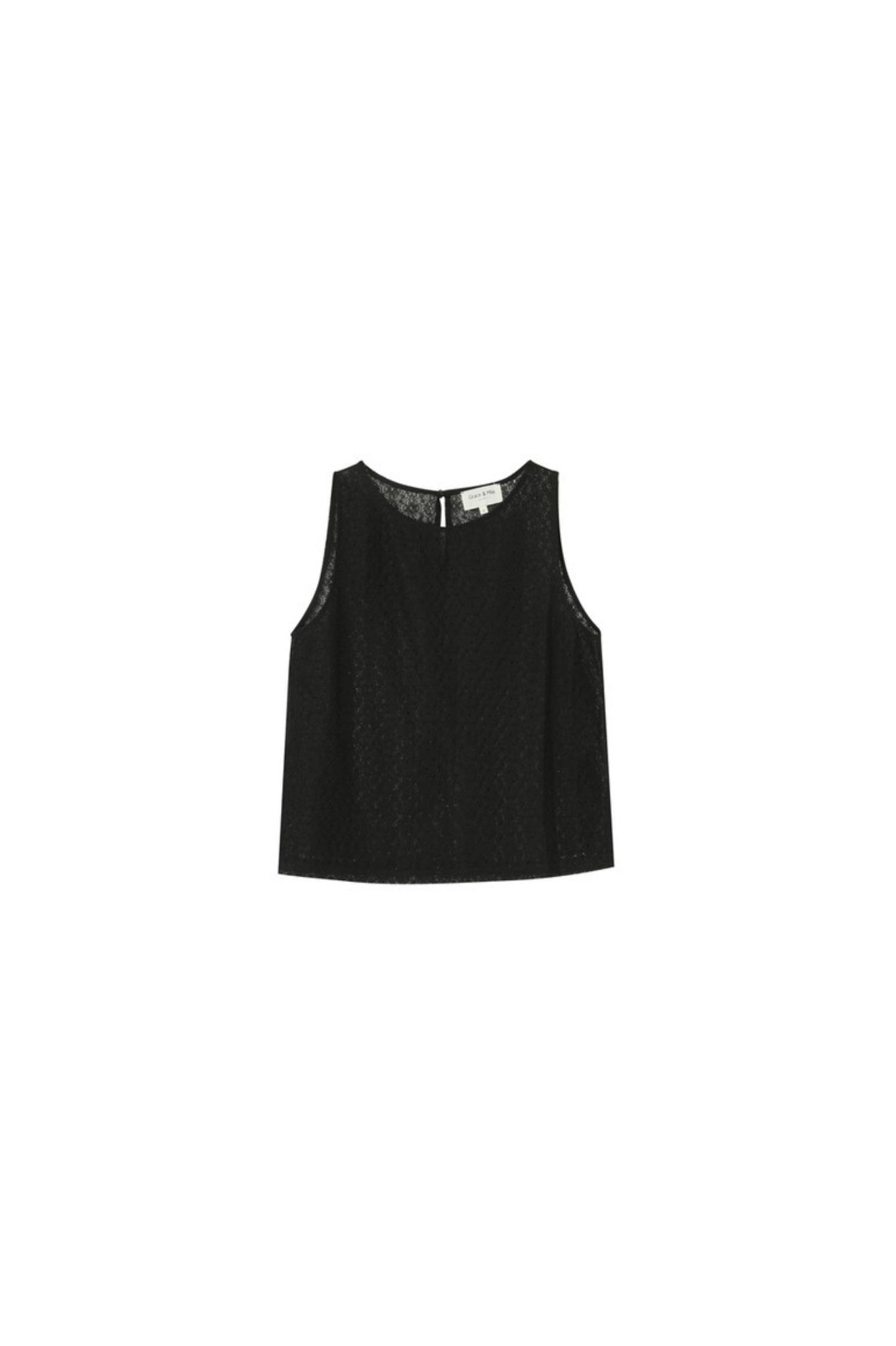 Grace & Mila passionnee top in black. Front flatlay view