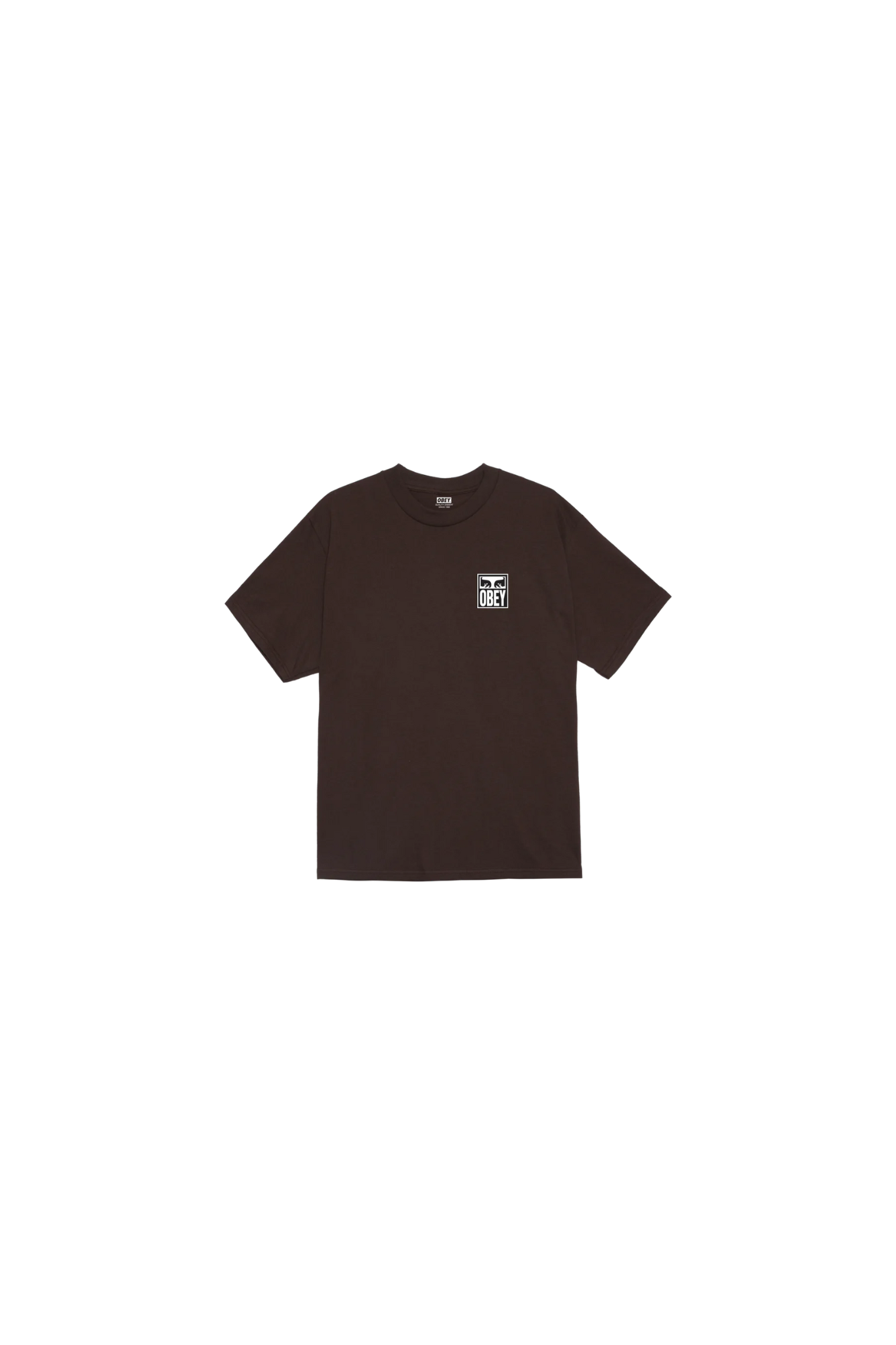 OBEY eyes icon 2 t-shirt in java brown. Front flatlay view