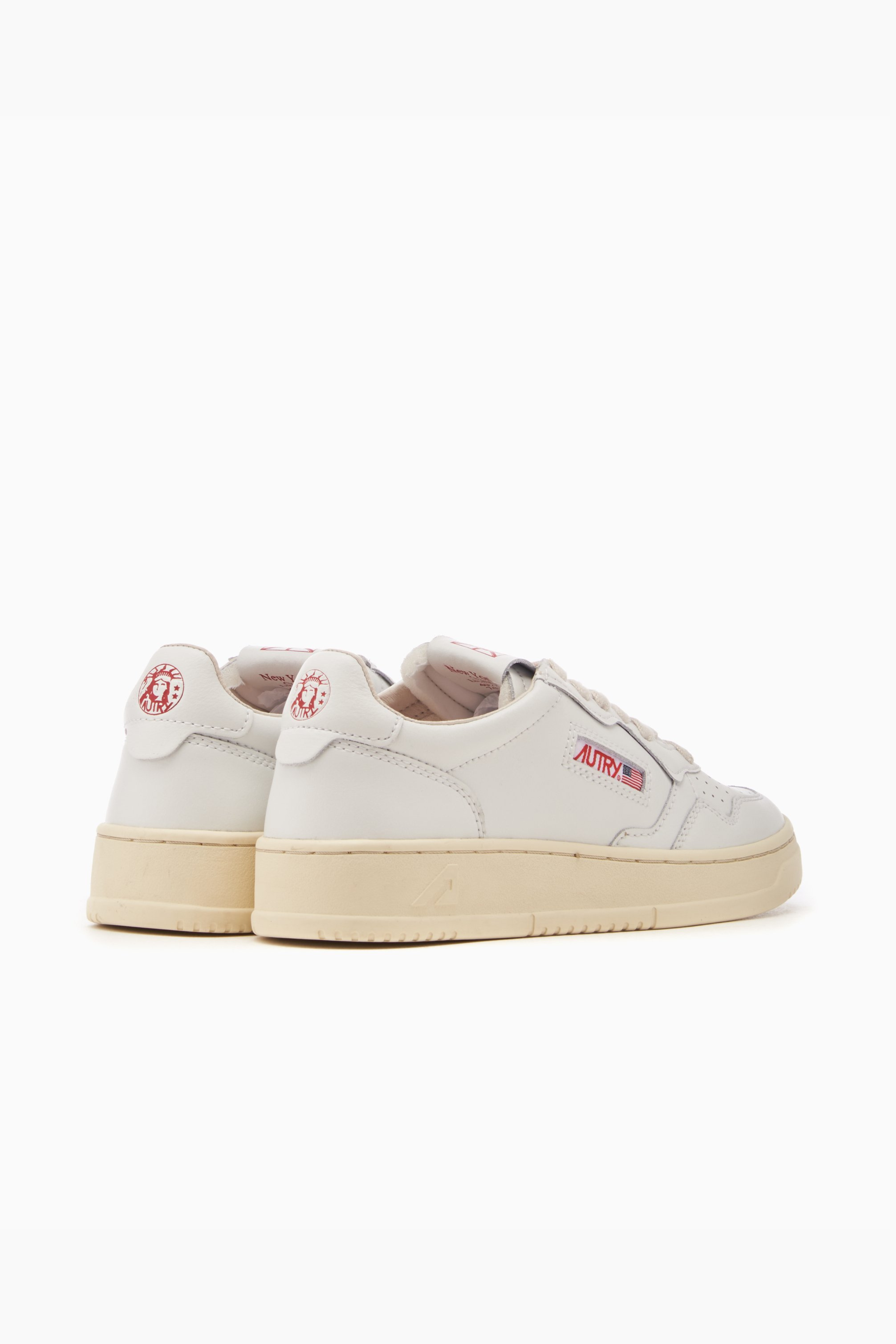 AULW-LI02 - MEDALIST LOW SNEAKERS IN LEATHER WHITE/RED