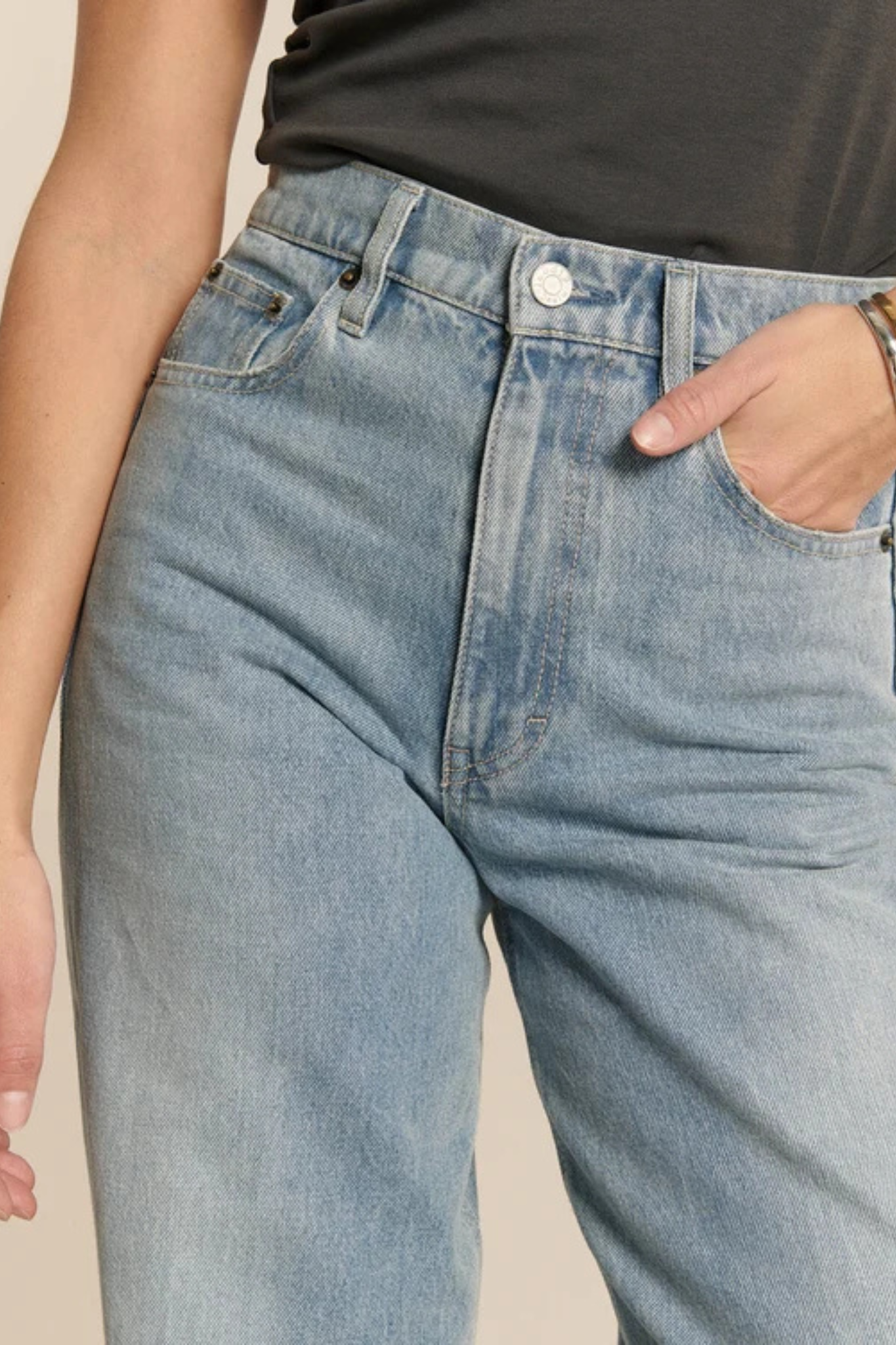 SULLY LONG DENIM JEANS - STONE BEACH