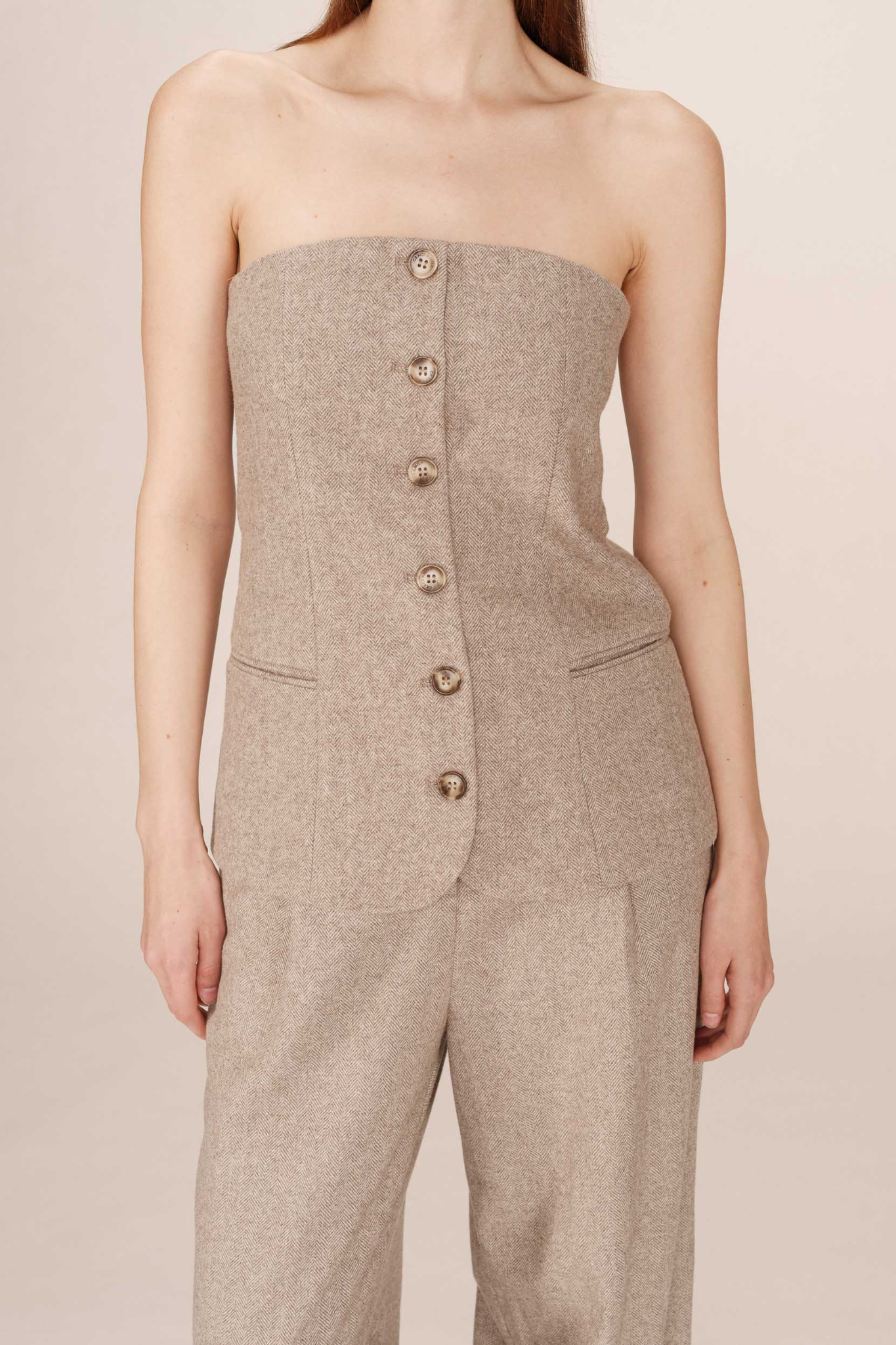 TANDEM STRAPLESS TOP - BEIGE