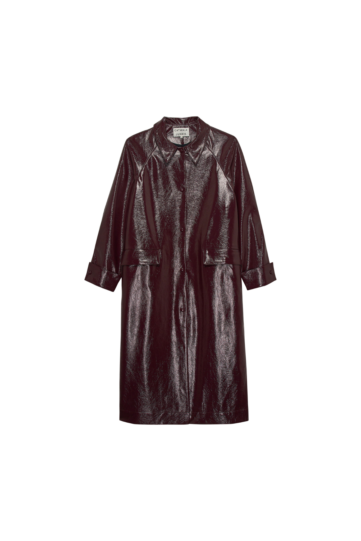 LONG VEGAN LEATHER JACKET - FUDGE