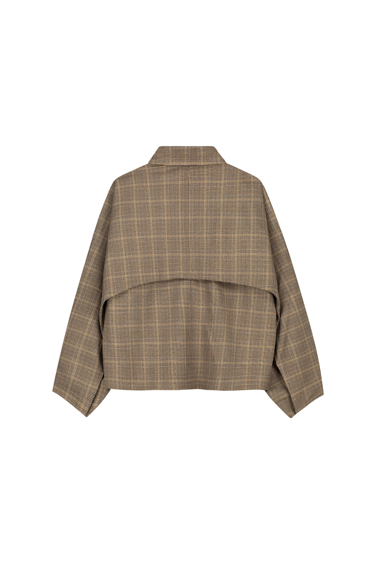 CHECK CAPE JACKET - CARAMEL