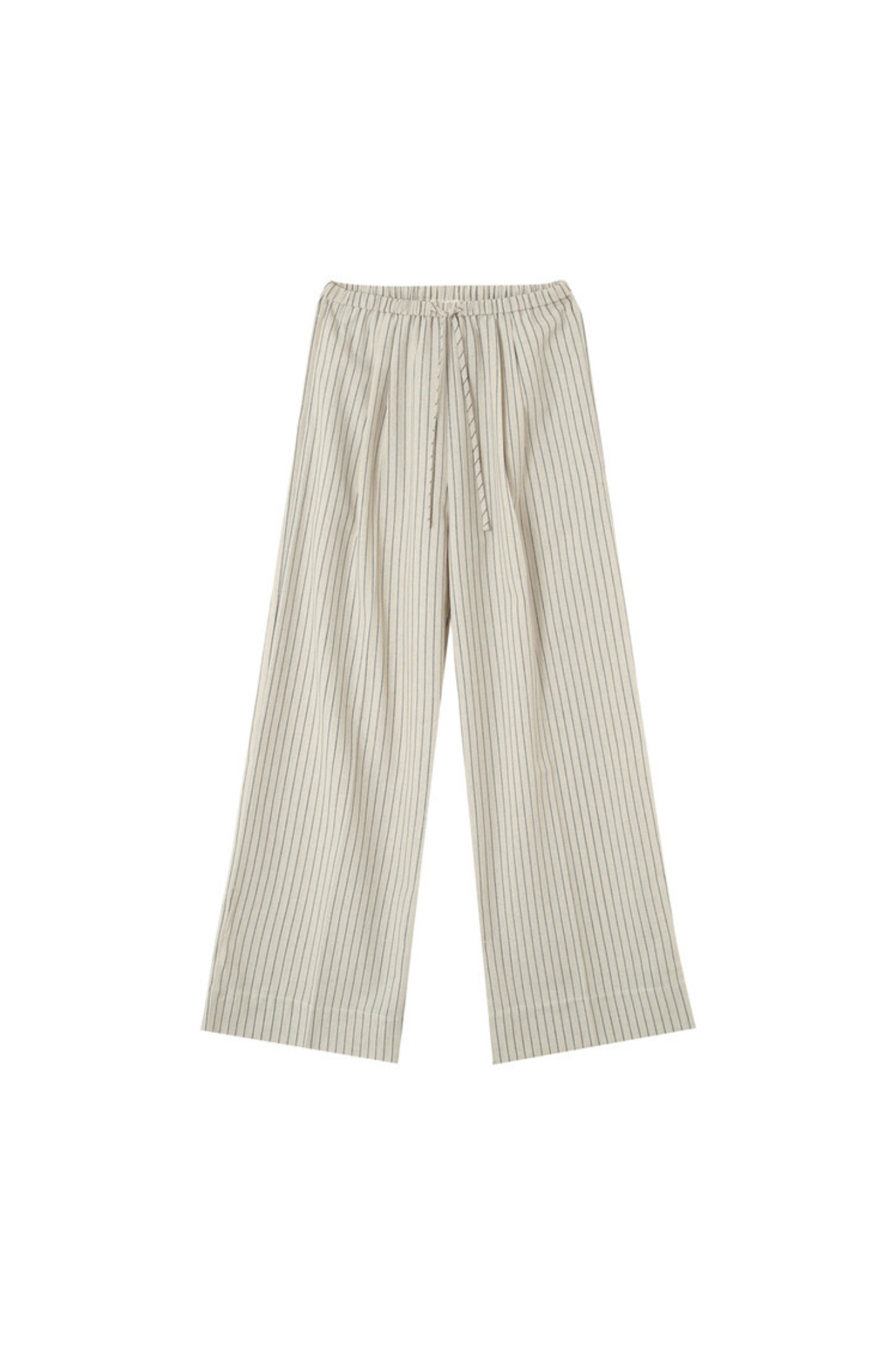 Grace & Mila perry pants in beige and black striped. Front flatlay view