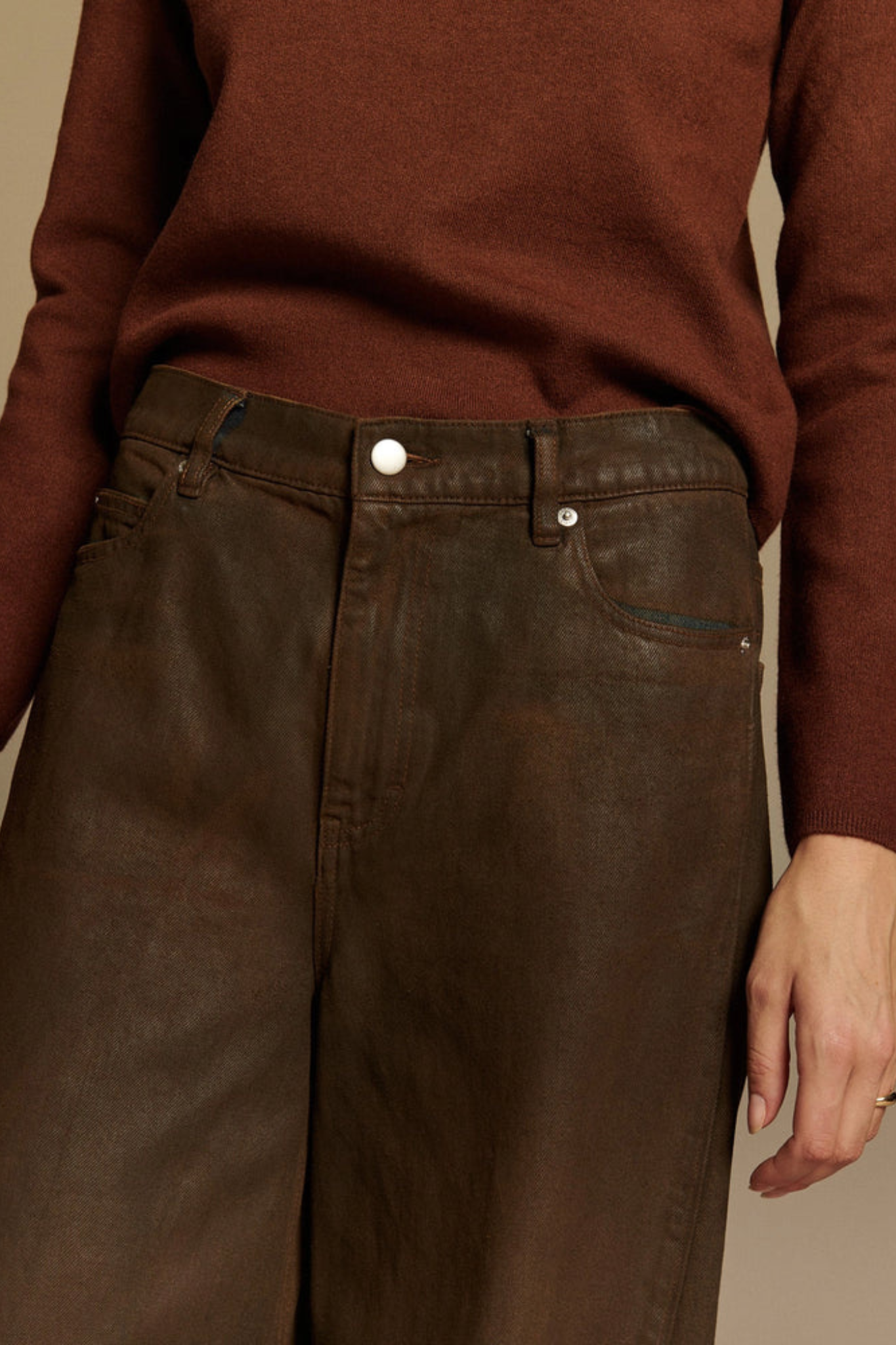 ORSON DENIM GLOSSY JEANS - MOKA