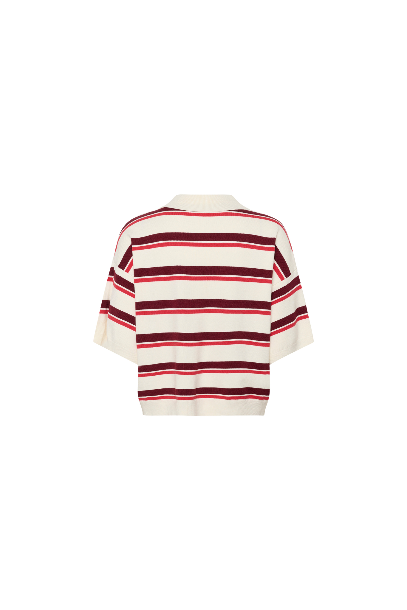 TAIA SS POLO PULLOVER - EGRET/CABERNET/POINSETTIA
