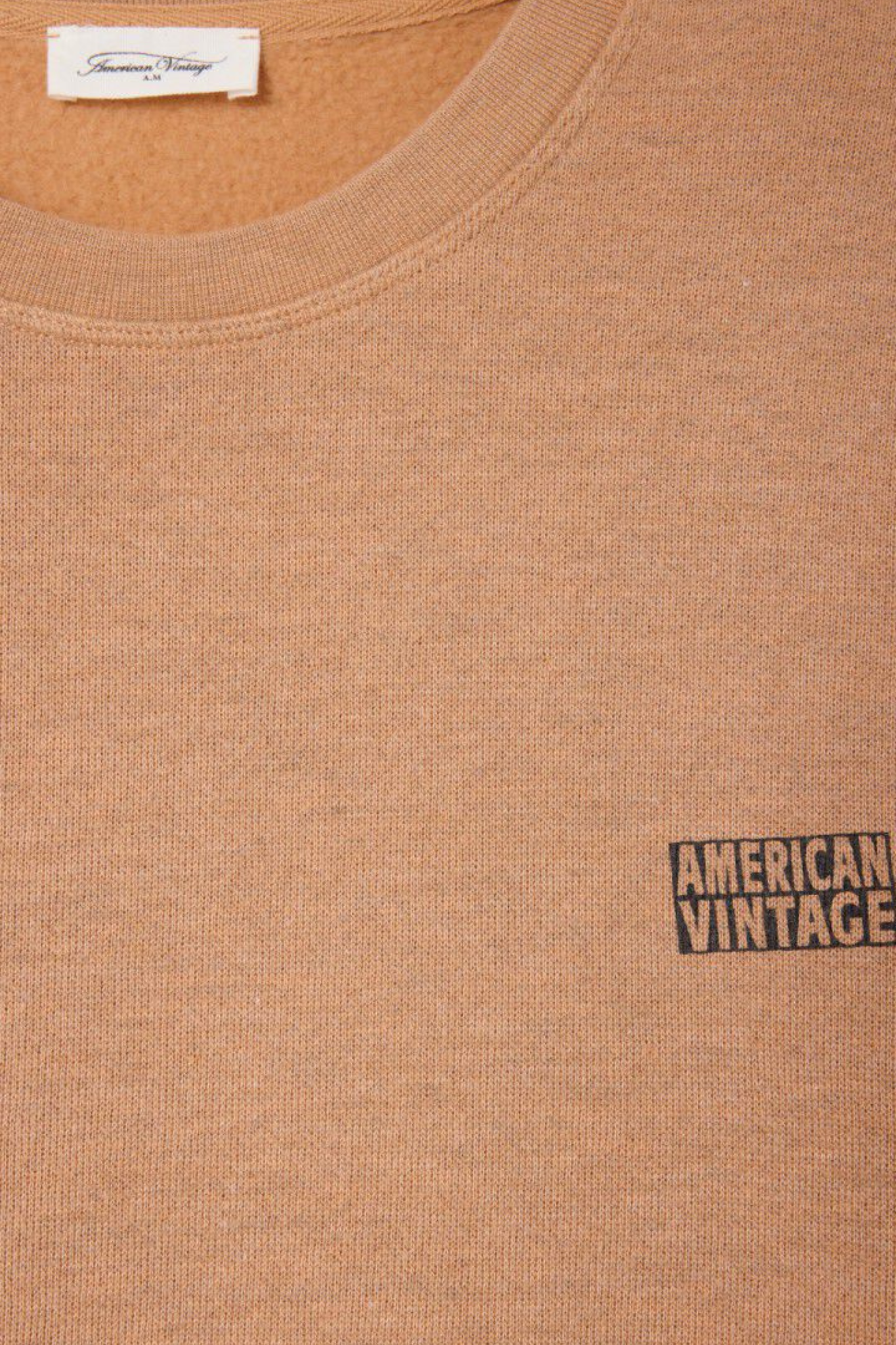 American Vintage doven sweatshirt in overdyed hazel. Close front view