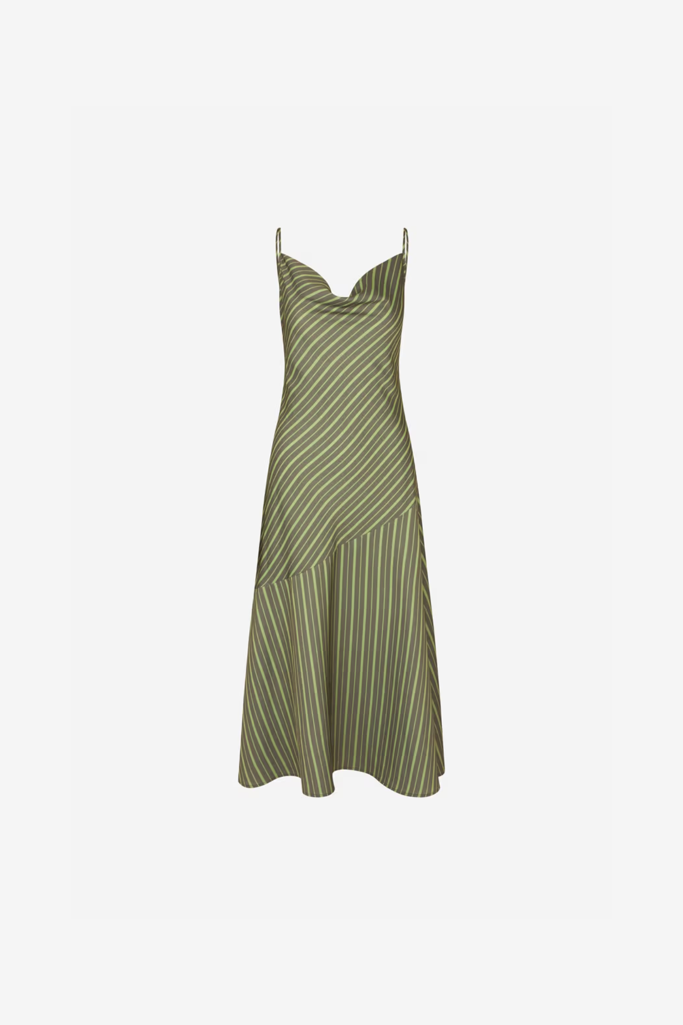 FRIDS SL DRESS - GREEN OLIVE STRIPE