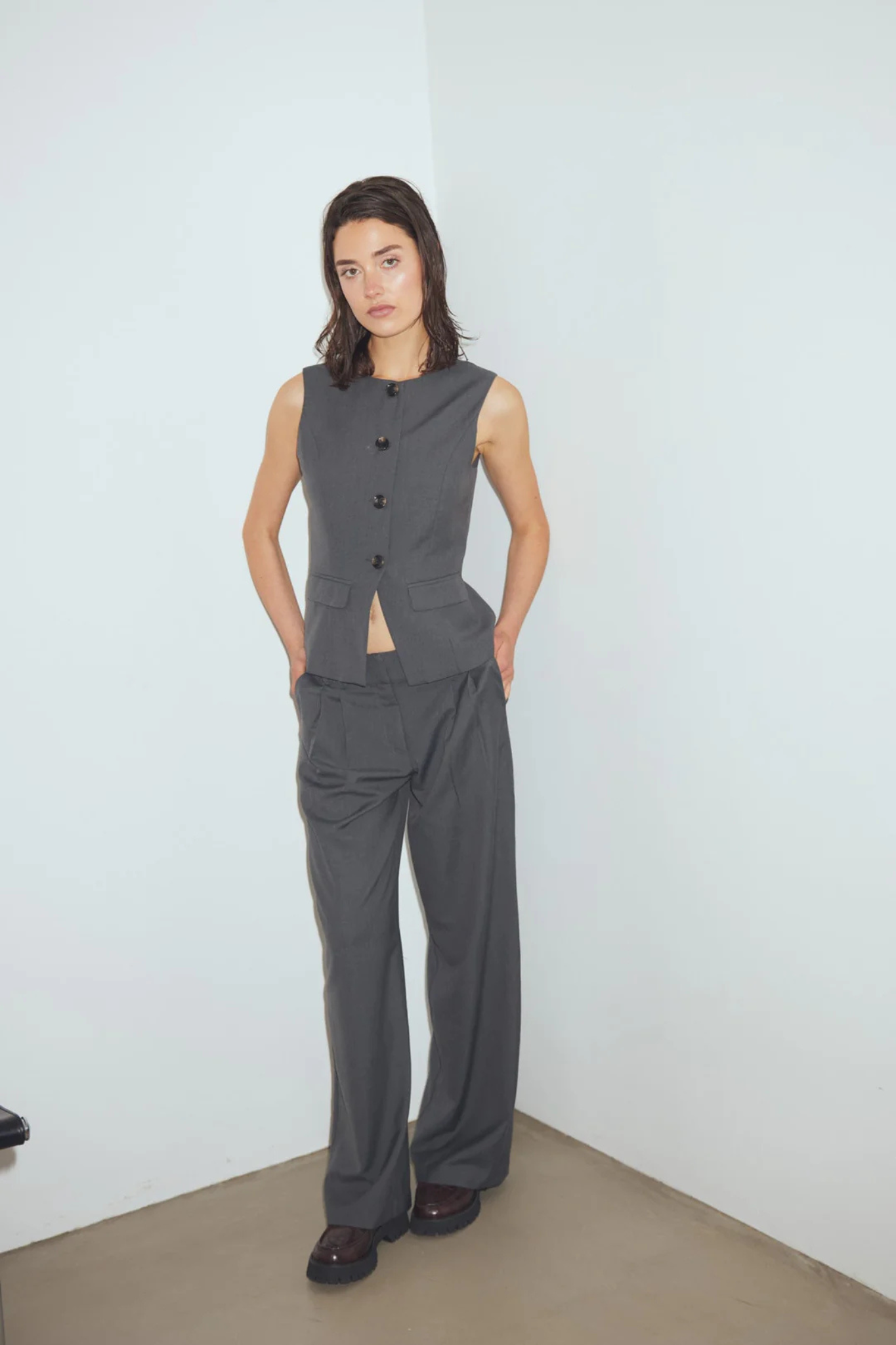 MARCELA PANTS - CHARCOAL MEL