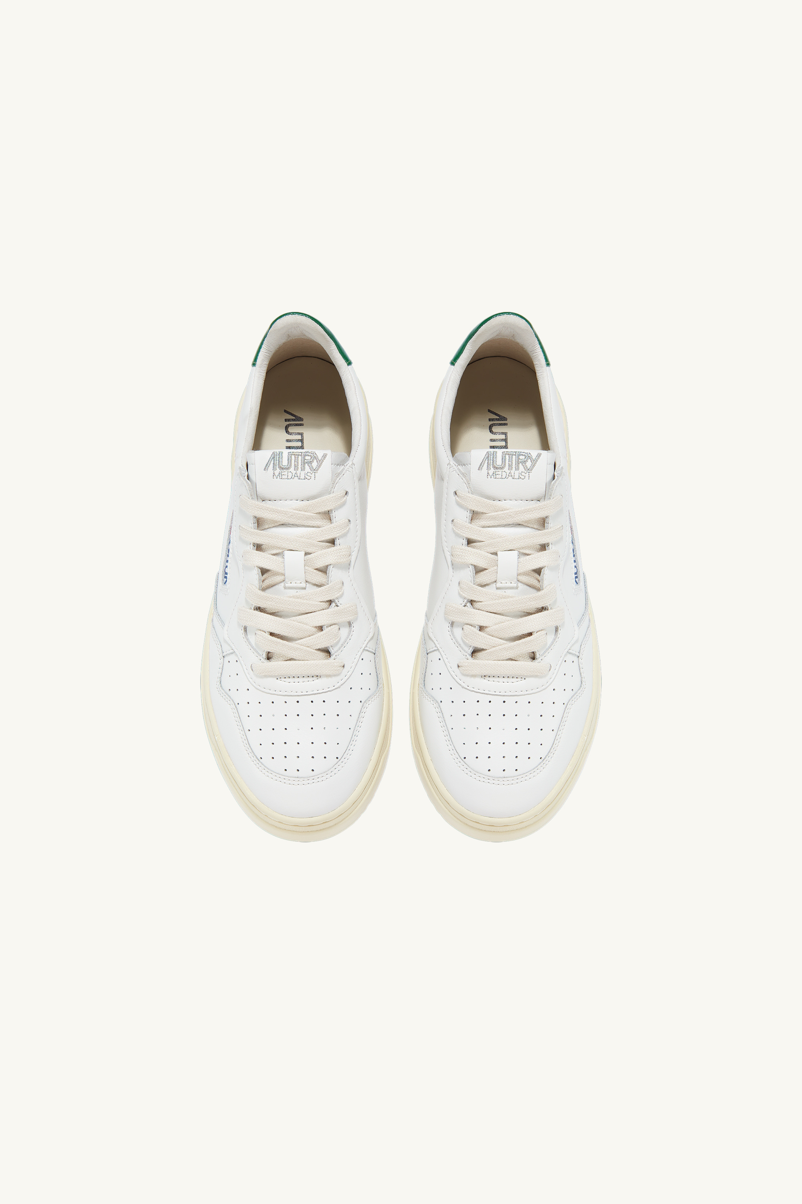 AULW-LL20 - MEDALIST LOW SNEAKERS IN LEATHER WHITE AND GREEN
