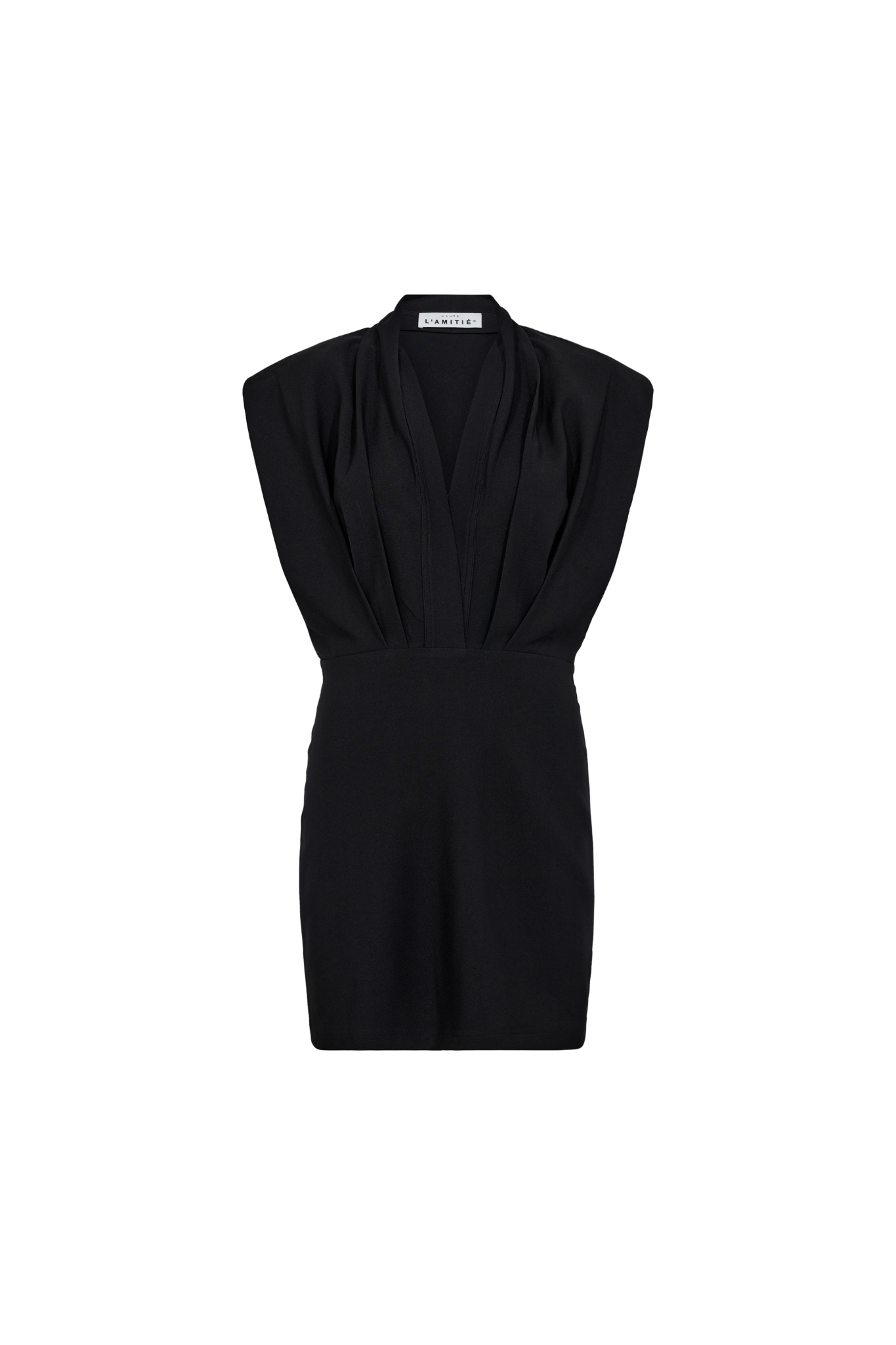 EGANCE CROP DRAPE DRESS - BLACK