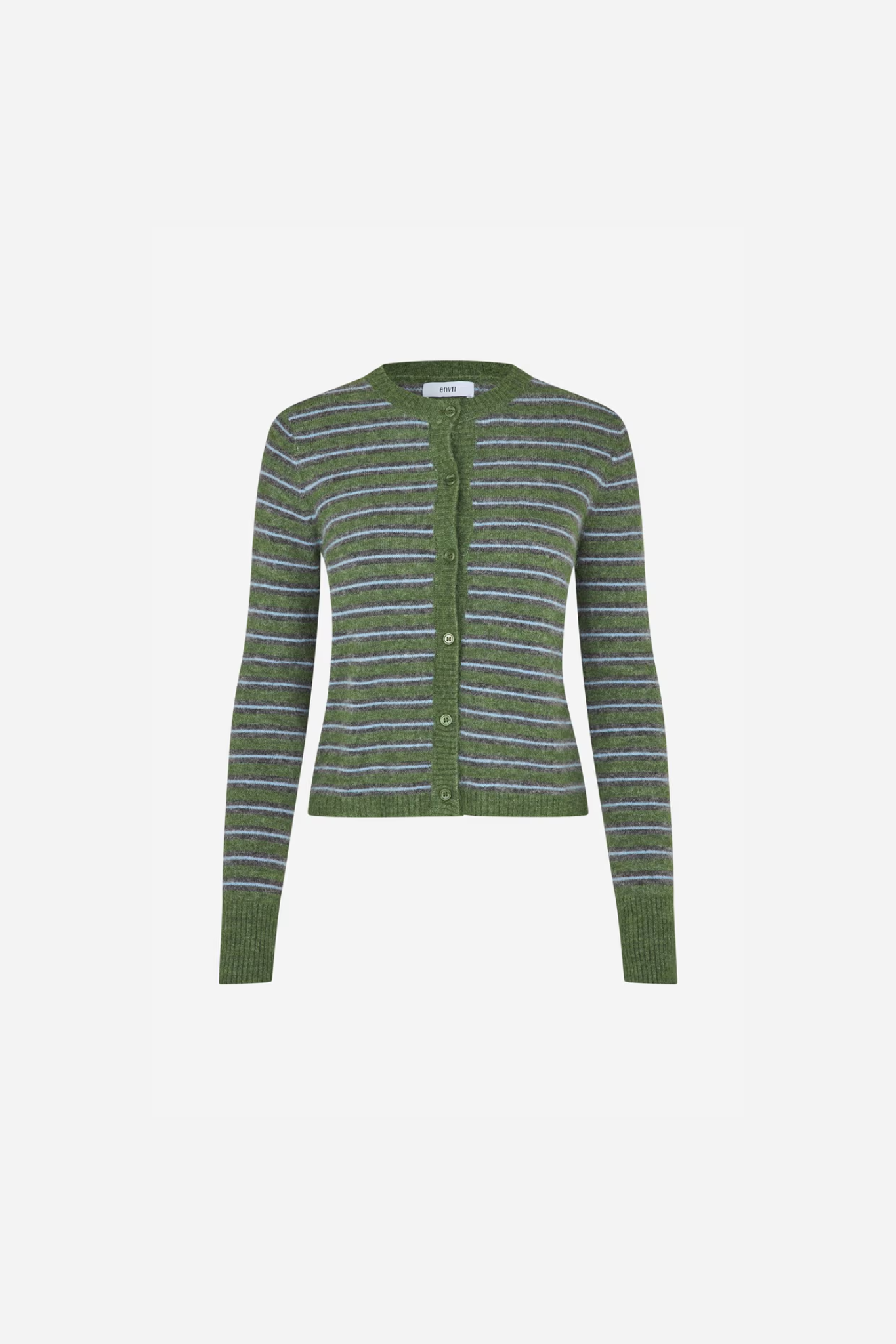 ADA LS CARDIGAN - CHIVE STRIPE