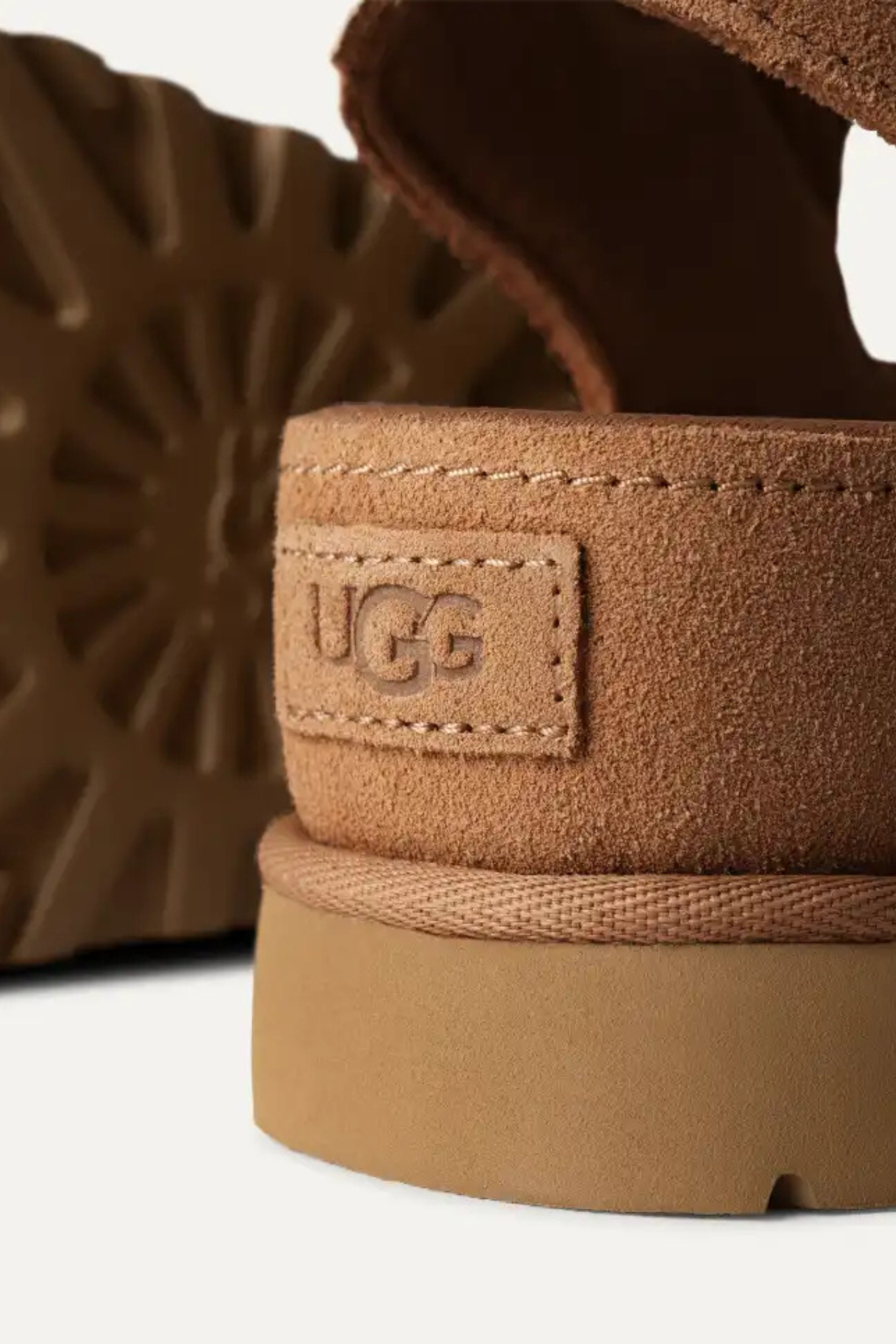 UGG women goldenstar hi in chestnut. Close back view