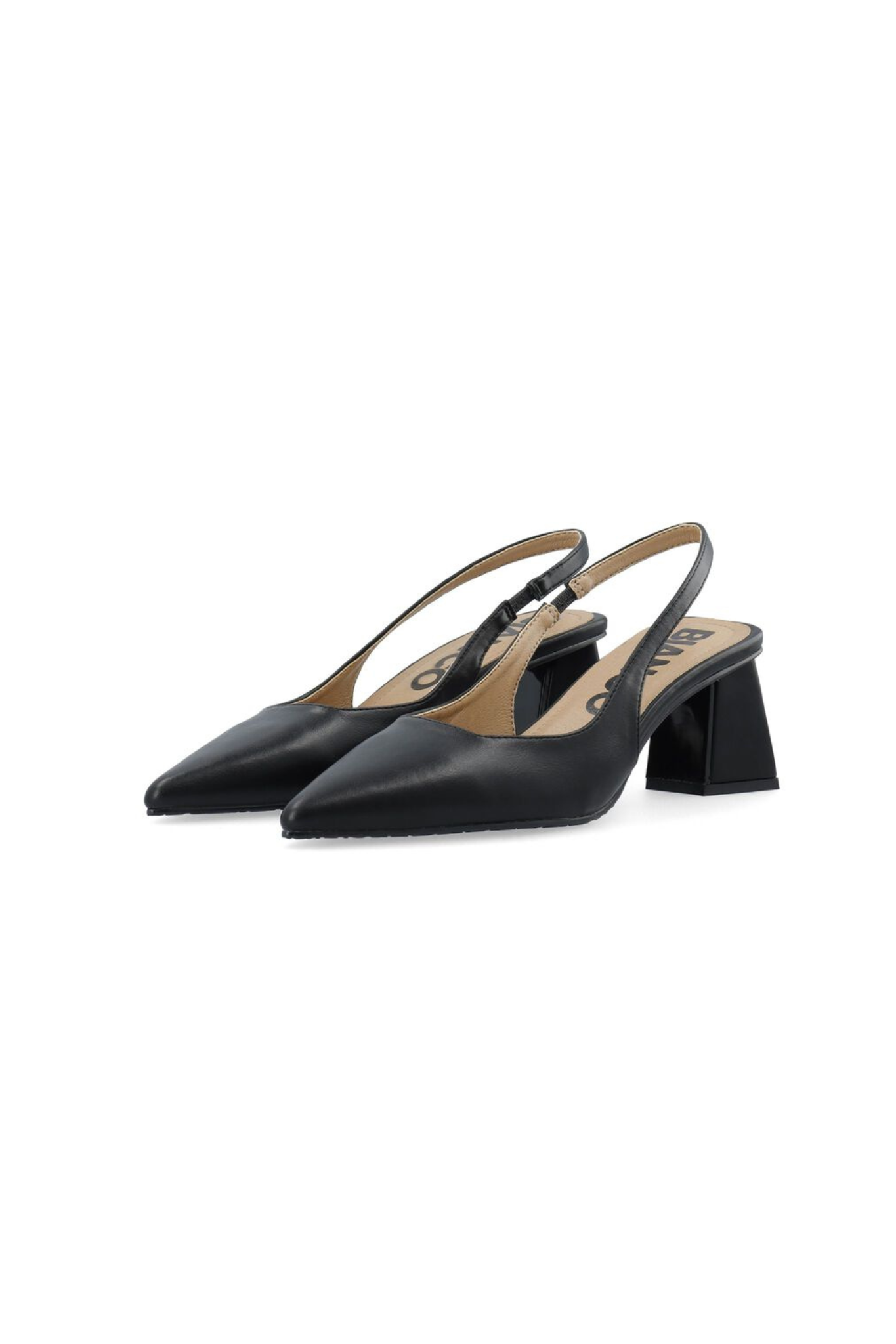 MARALYN SLINGBACK SMOOTH FAUX LEATHER SHOES - BLACK