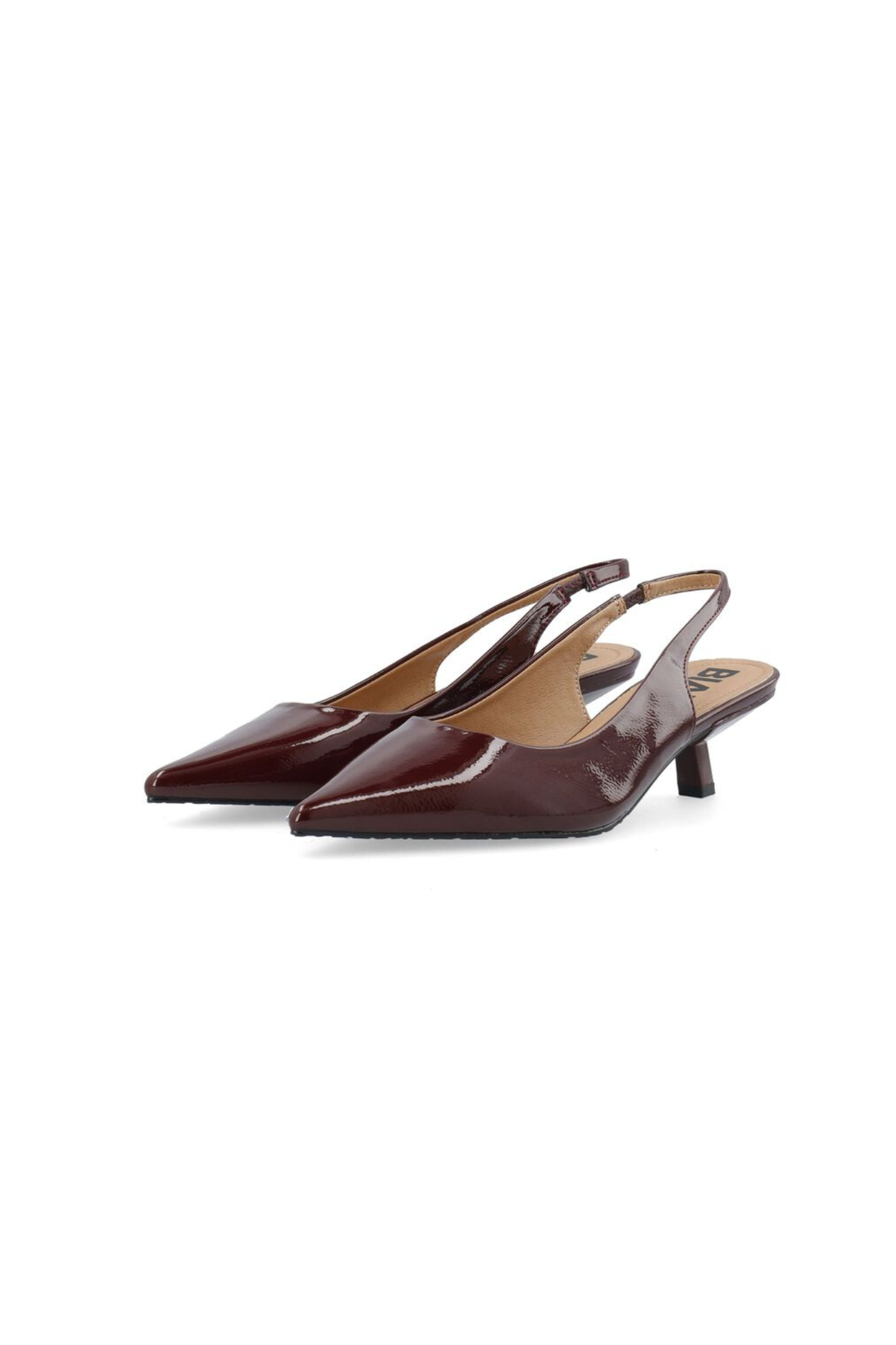 KRISTIN KITTEN HEEL SLINGBACK PATENT SHOES - BORDAUX