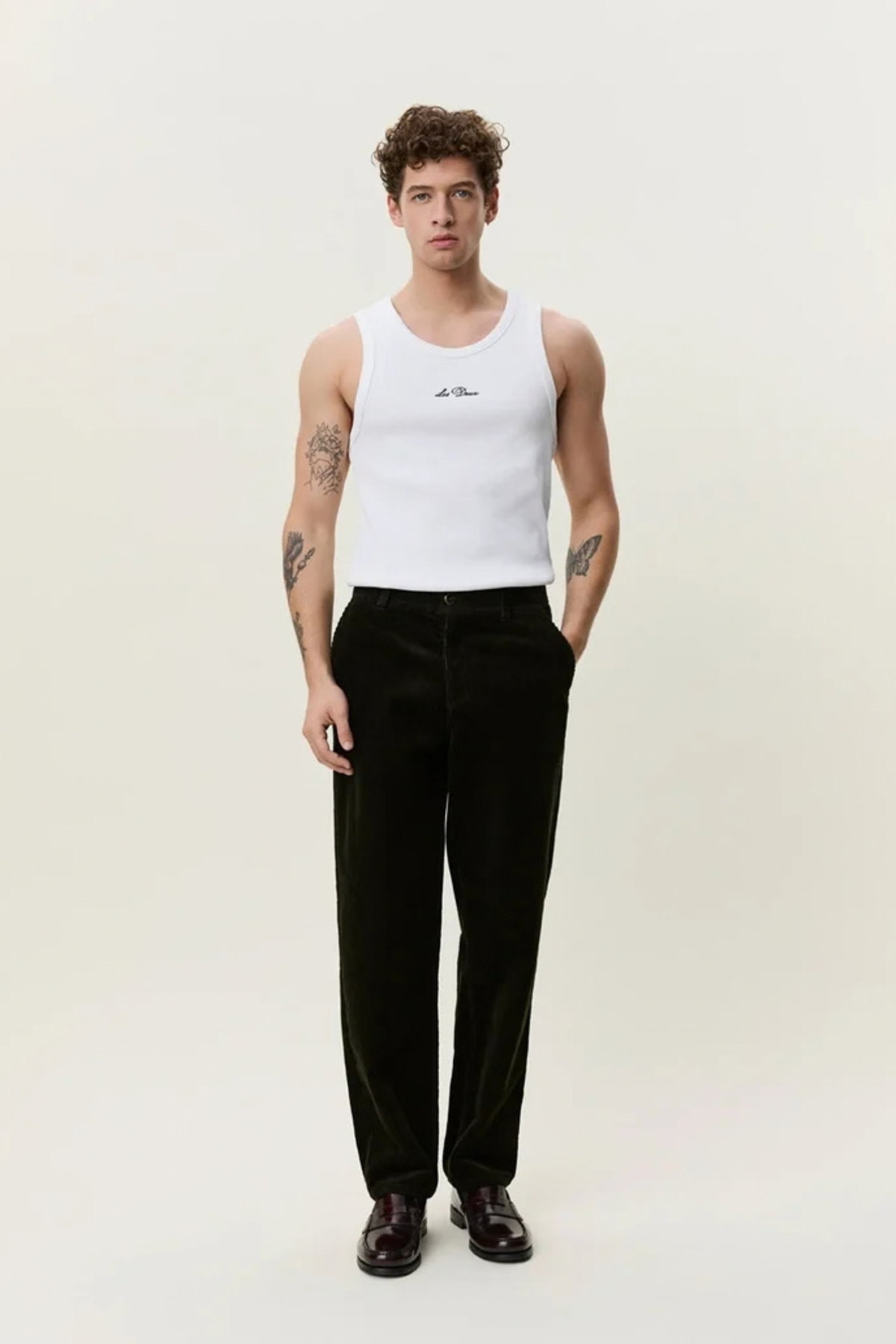 CORDUROY TAPERED PANTS - ROSIN GREEN