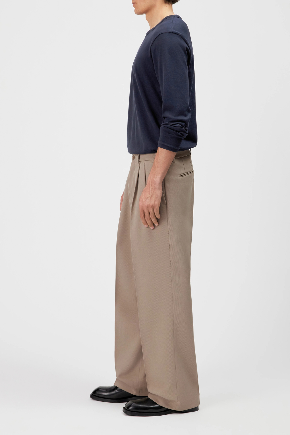 LEEK WIDE TROUSERS - GREIGE