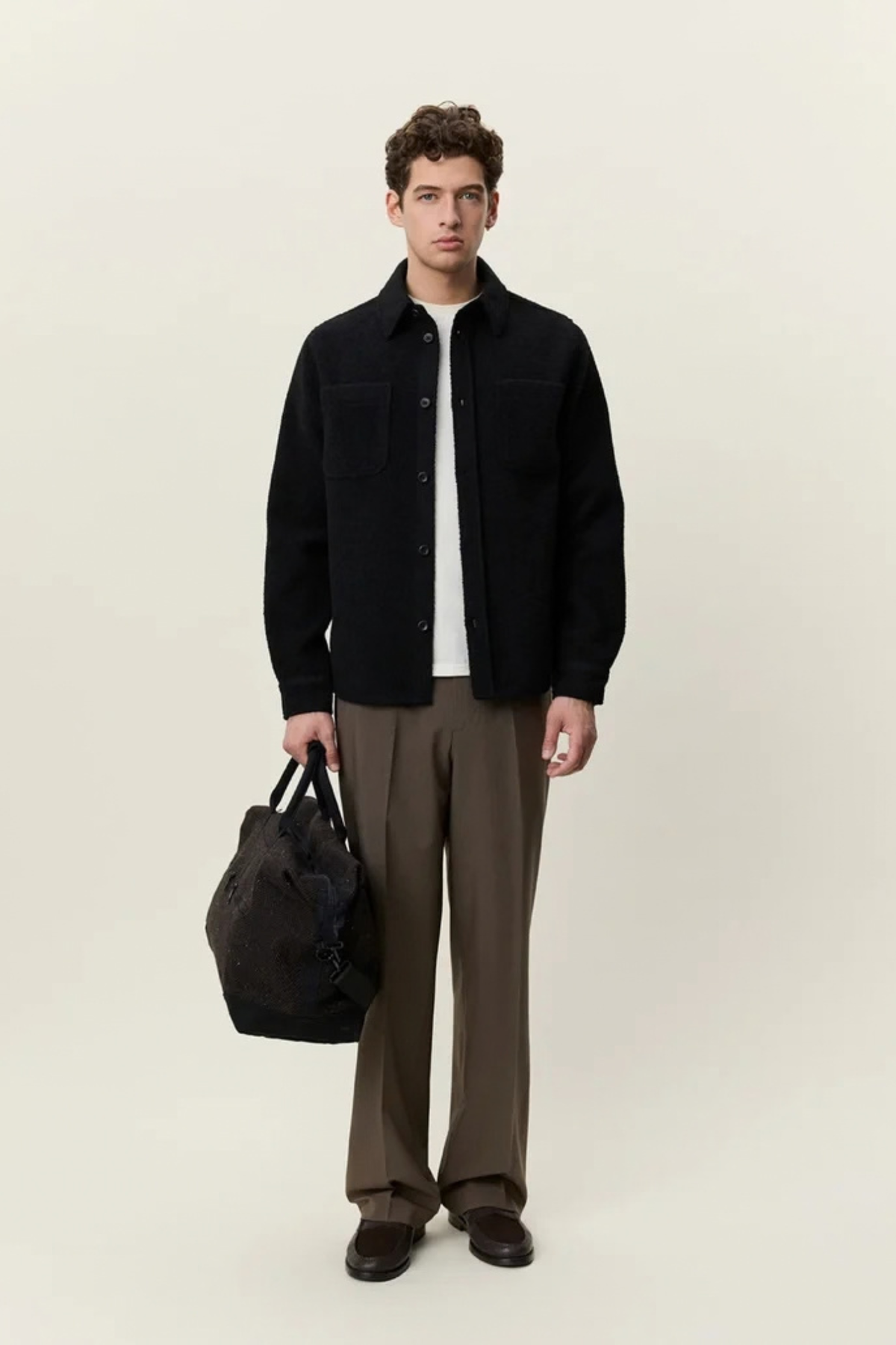 BOUCLÈ OVERSHIRT - BLACK