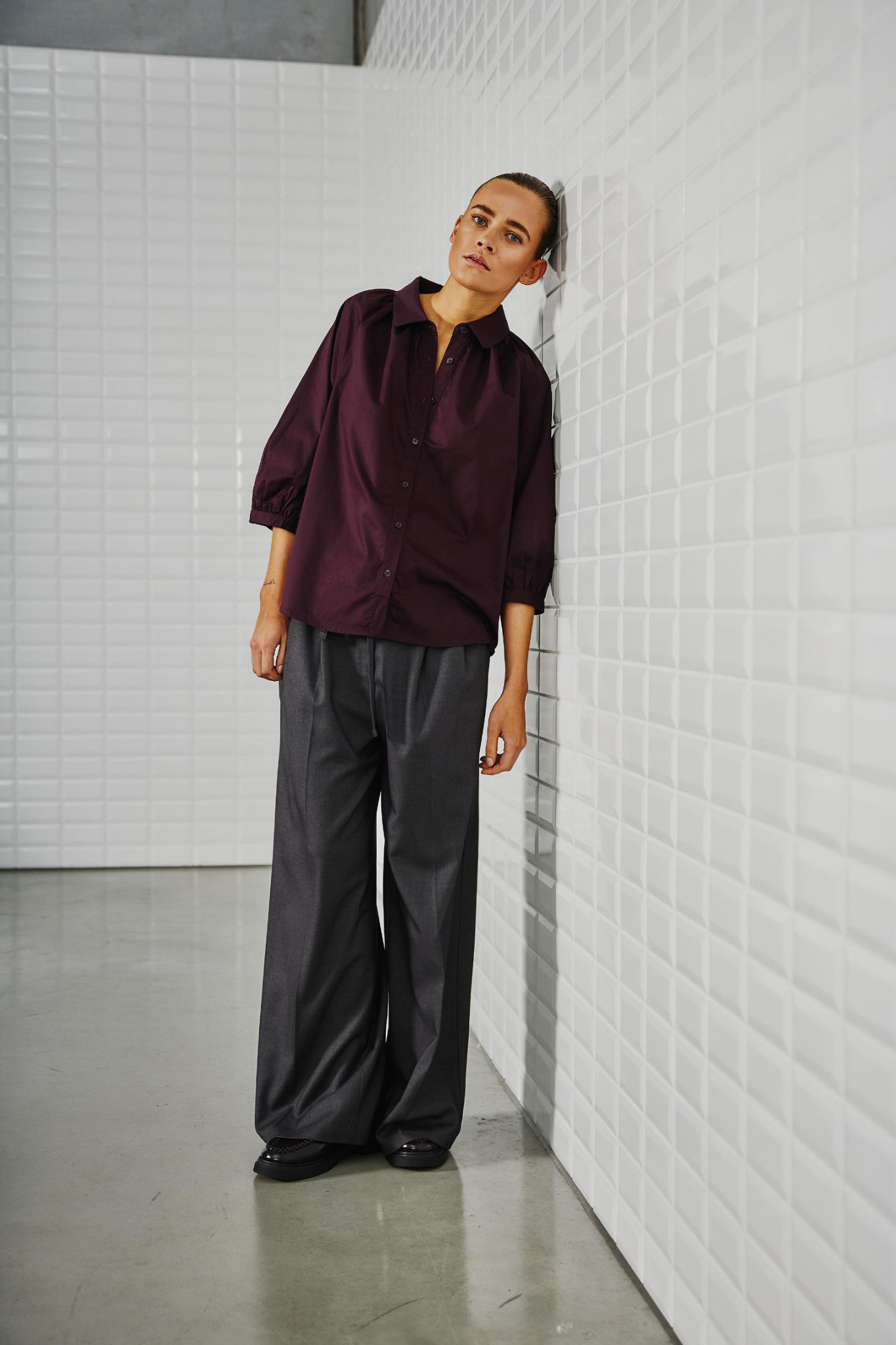 GRAZIE HALF SLEEVE TOP - WINDSOR WINE