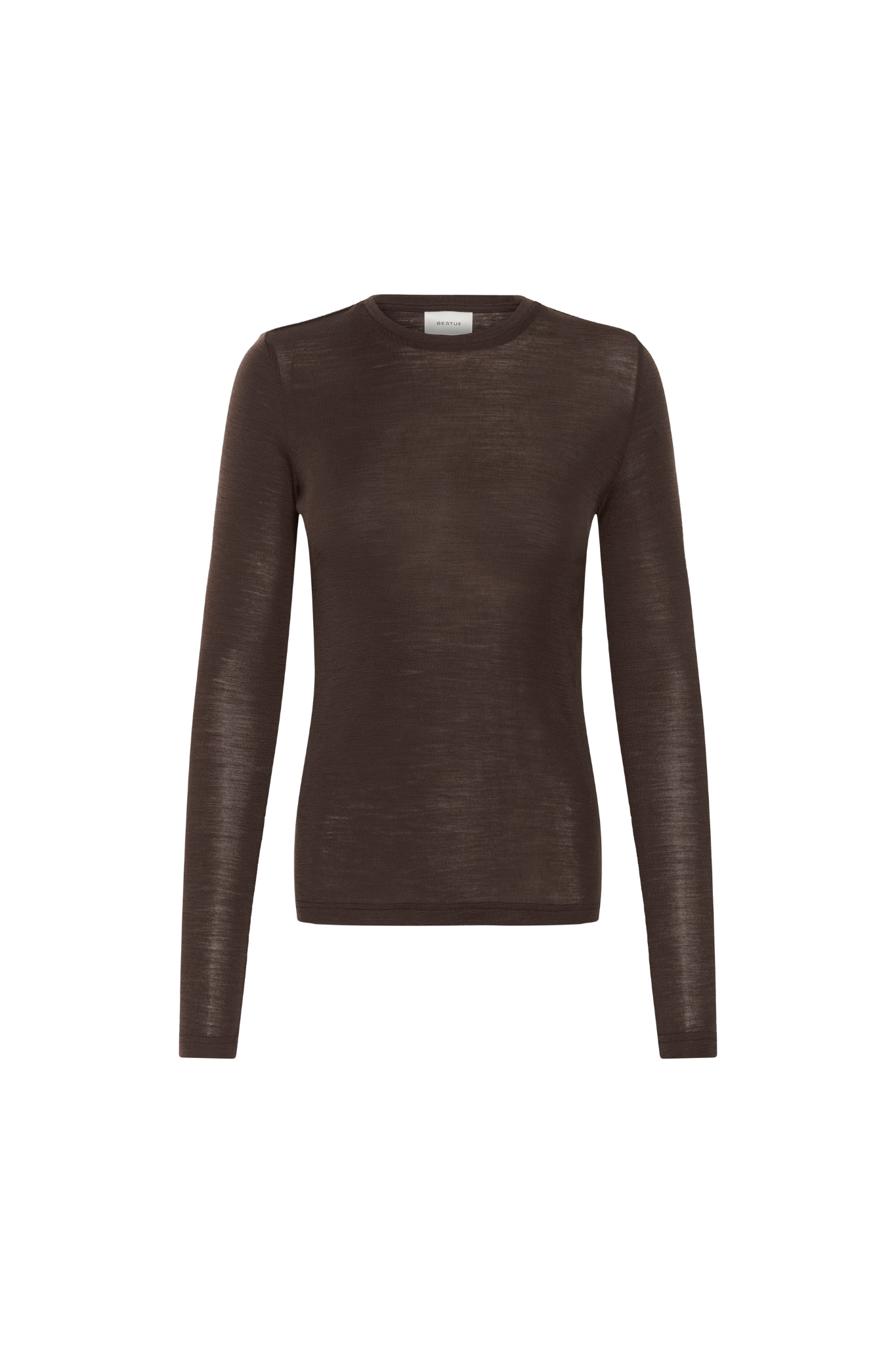 NINIA LS WOOL ROUNDNECK TOP - CHOCOLATE TORTE