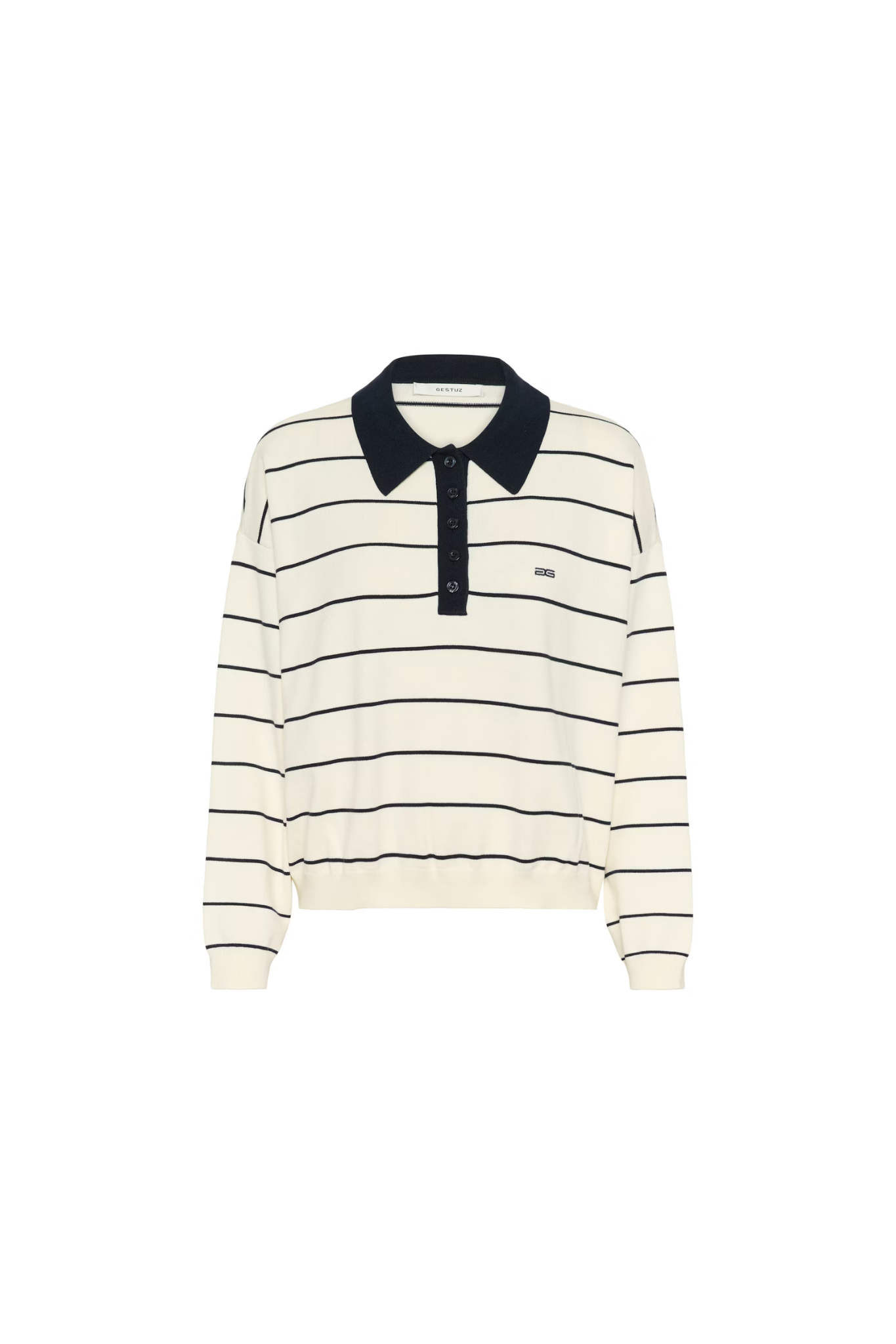 TAIGE POLOSHRIT PULLOVER - EGRET / SKYCAPTAIN STRIPED