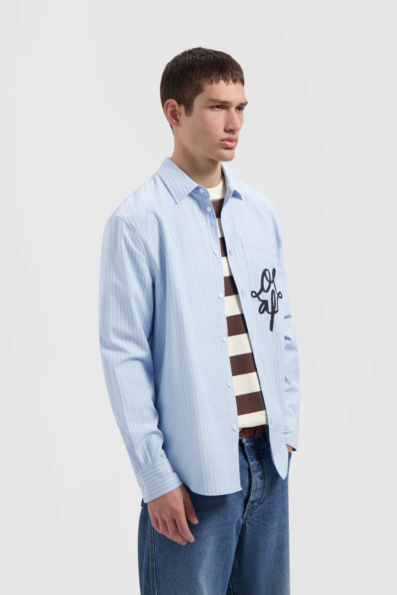STRIPED RELAXED SHIRT - LIGHT BLUE