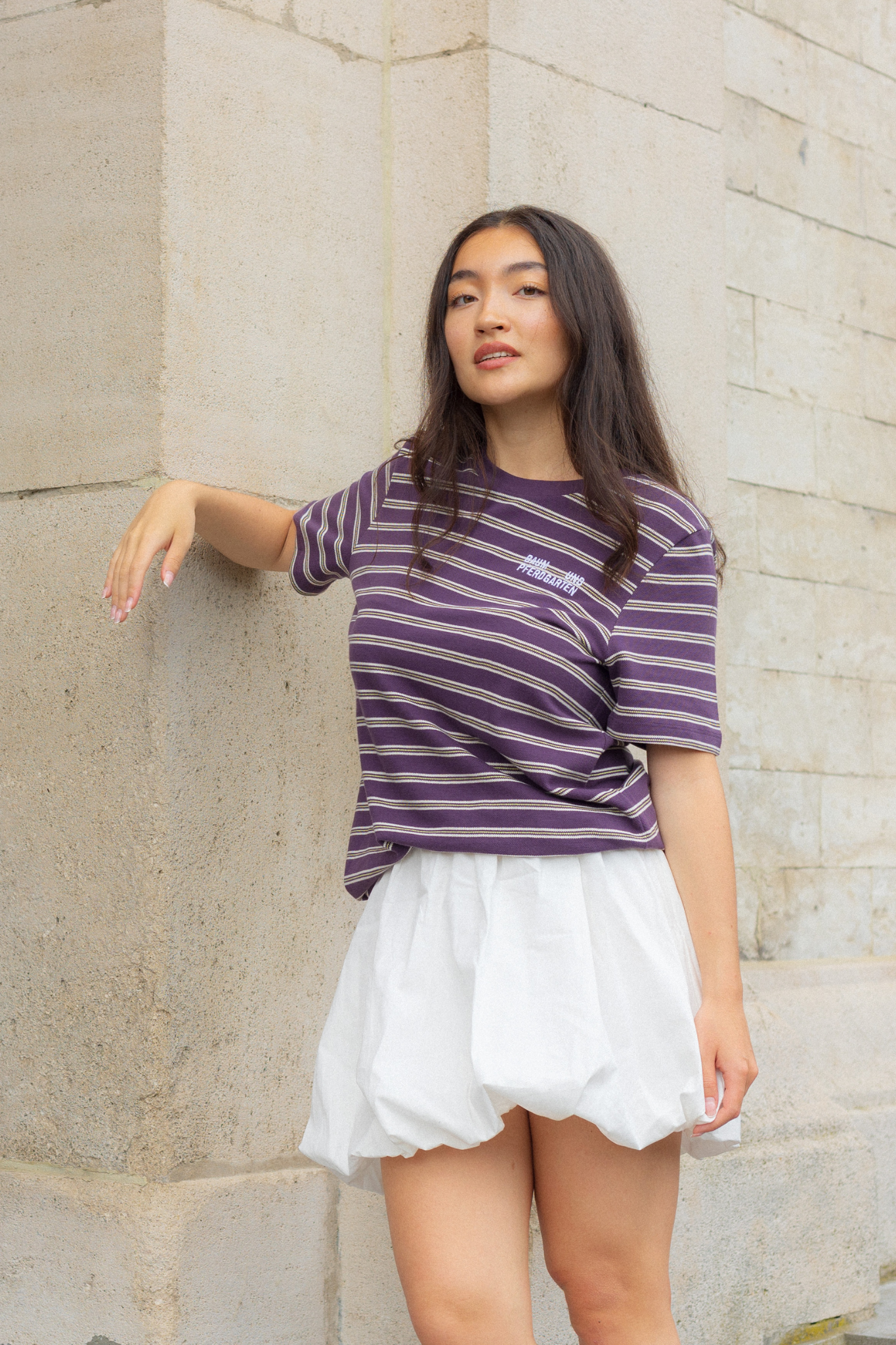 JAWO T-SHIRT - PLUM POLO STRIPE