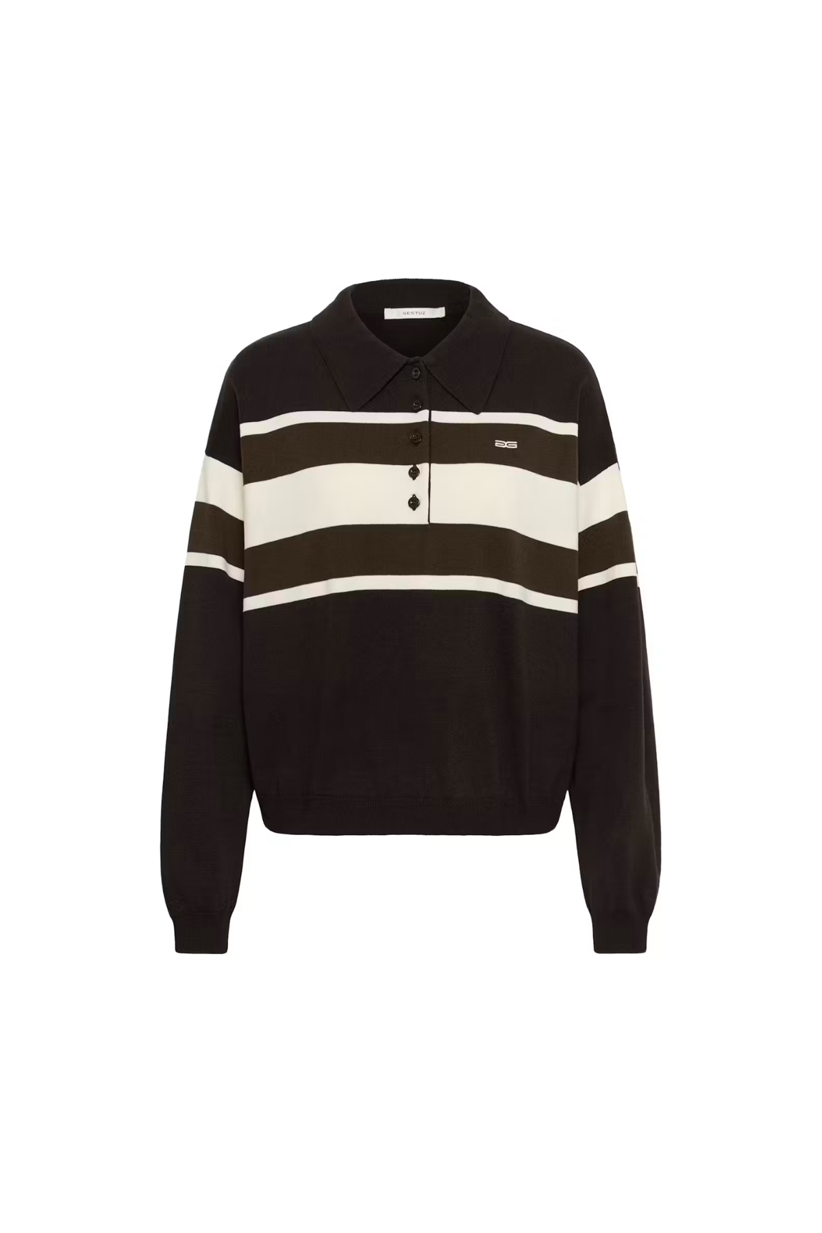 ALEXU POLO PULLOVER - GANACHE/SLATE BLACK/EGRET