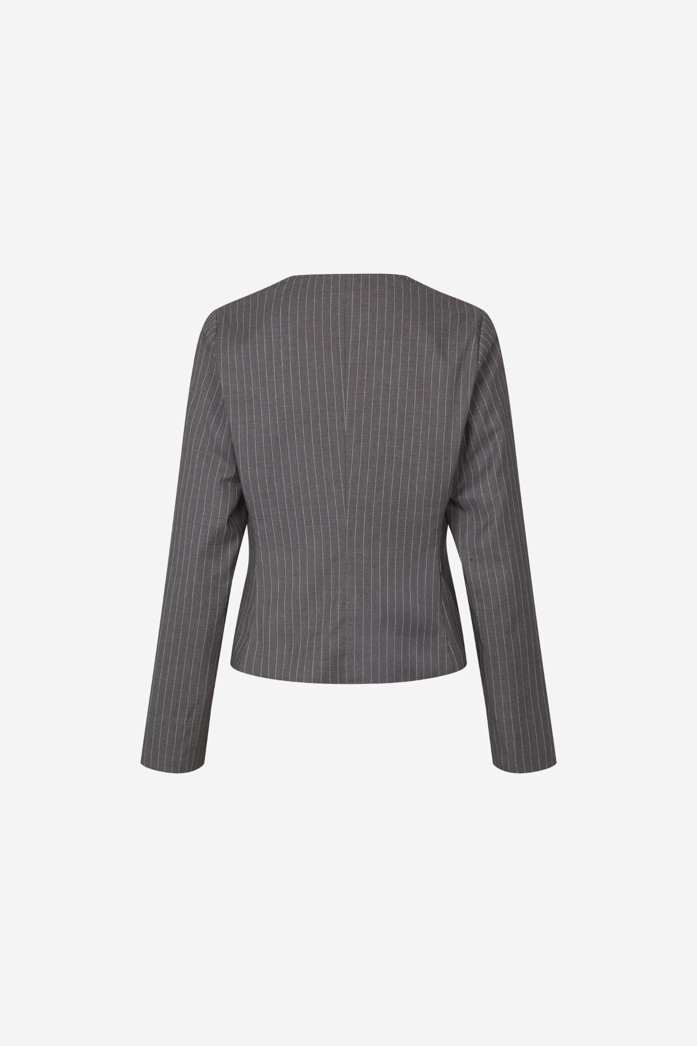 CROYDON LS TOP - GREY/WHITE PINSTRIPED