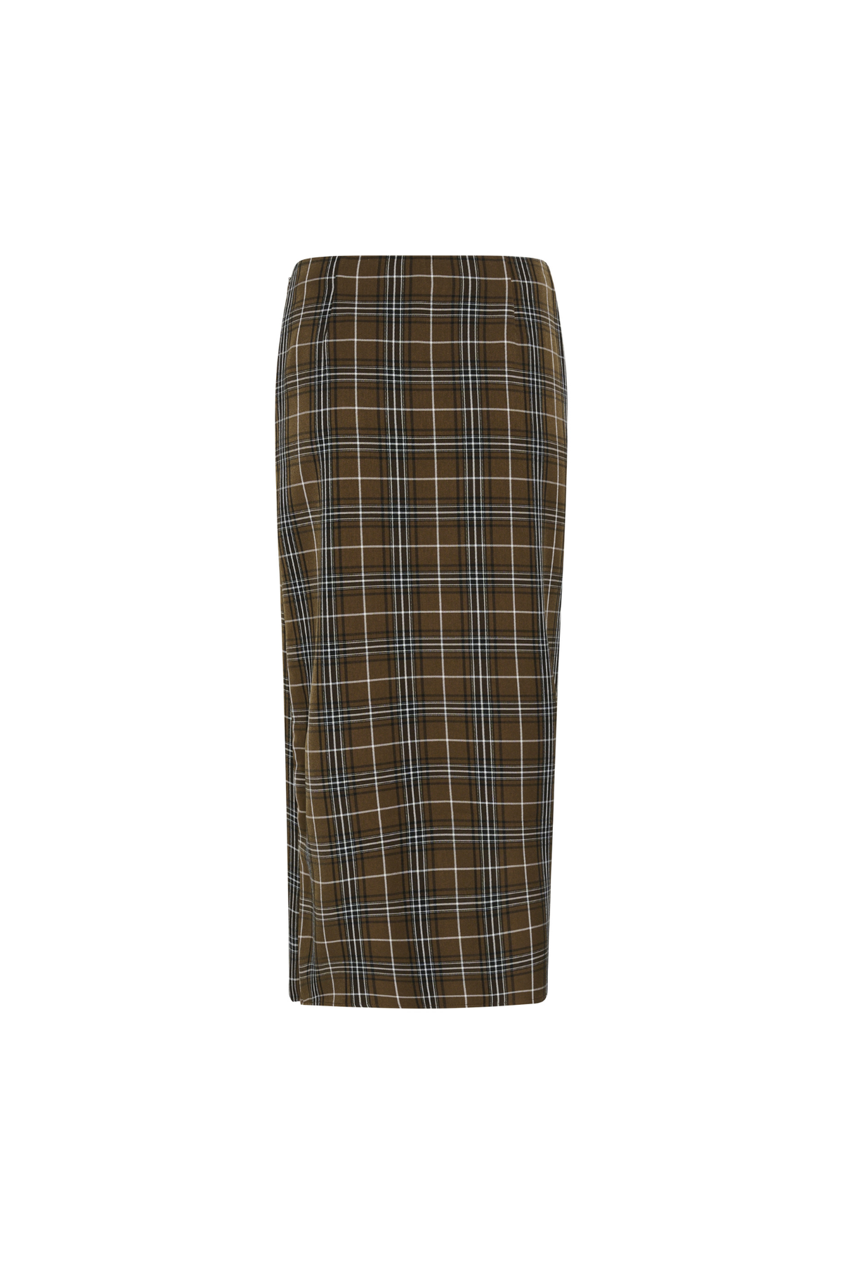 ZALEYA HW SKIRT - GREEN OLIVE CHECK