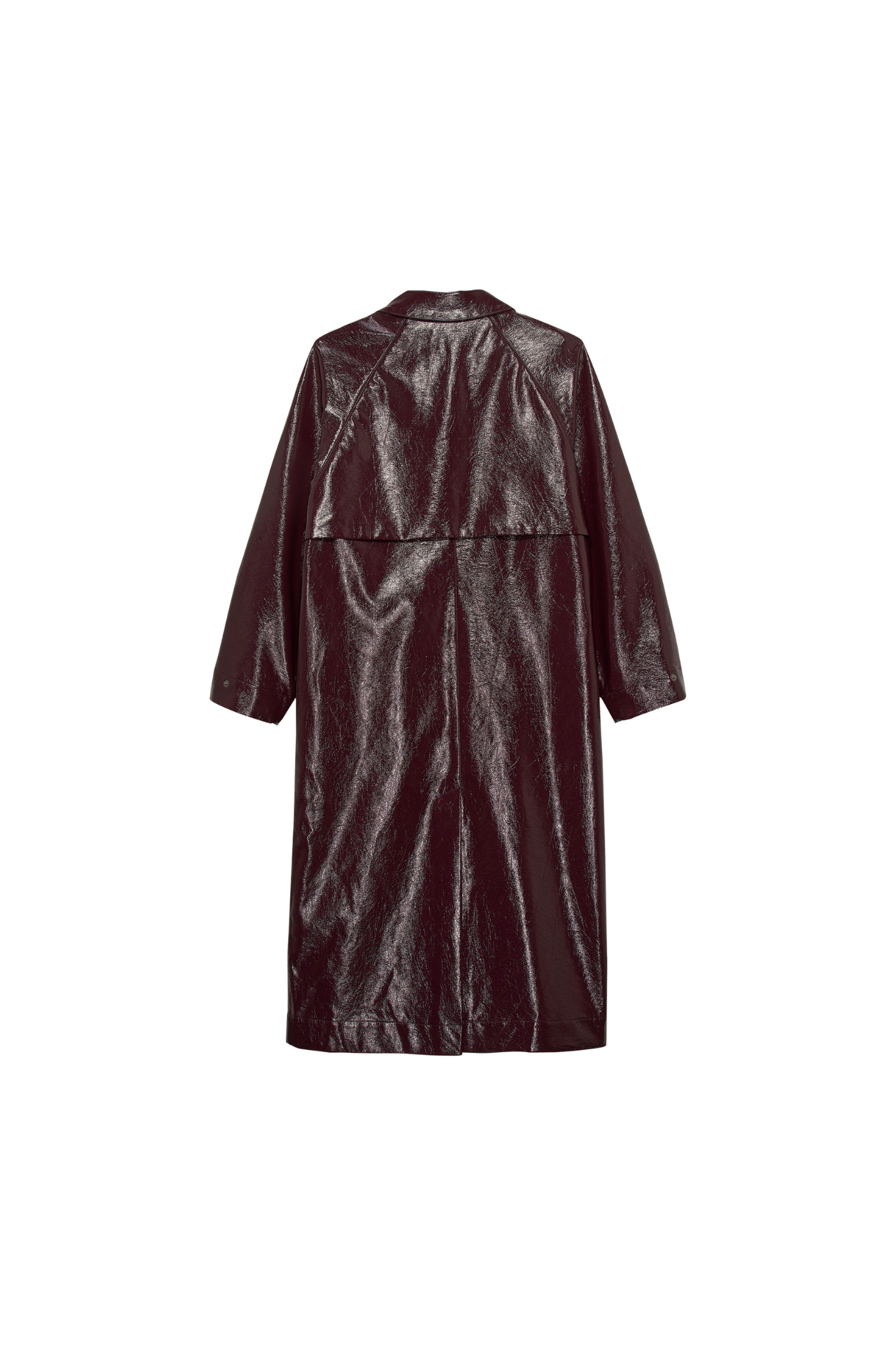 LONG VEGAN LEATHER JACKET - FUDGE