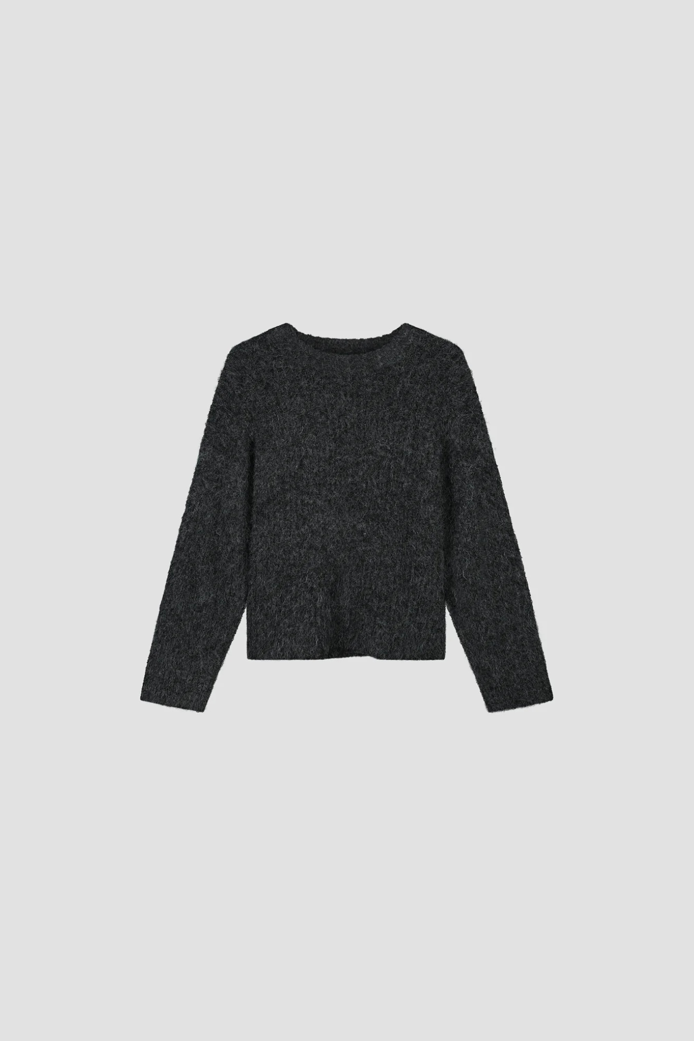HAIRY KNITTED CREWNECK - CHARCOAL