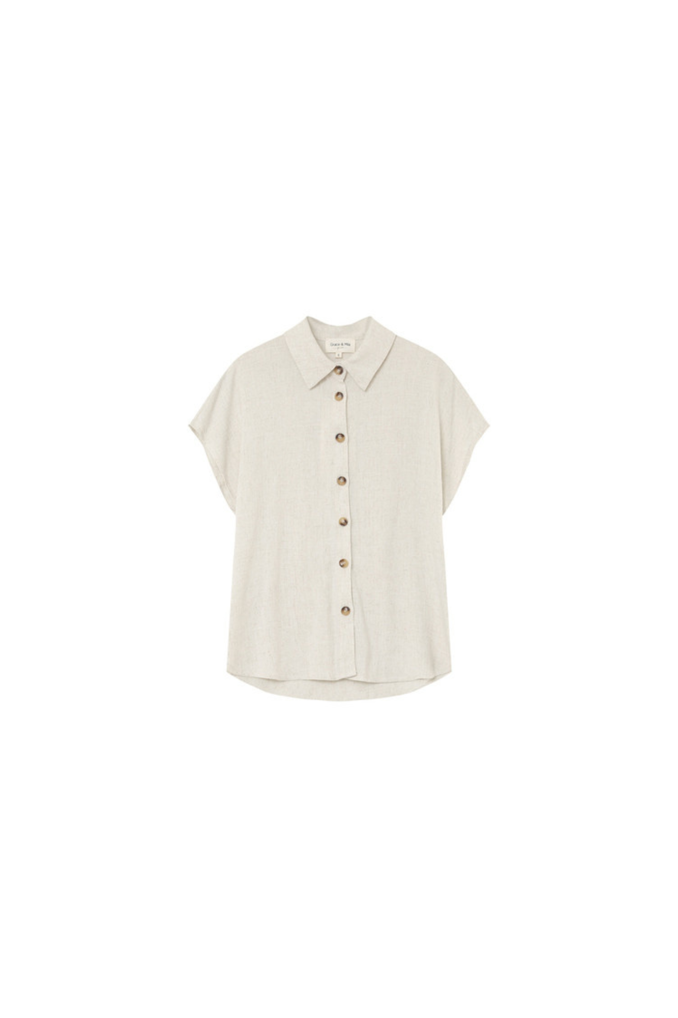 Grace & Mila perez shirt in beige. Front flatlay view