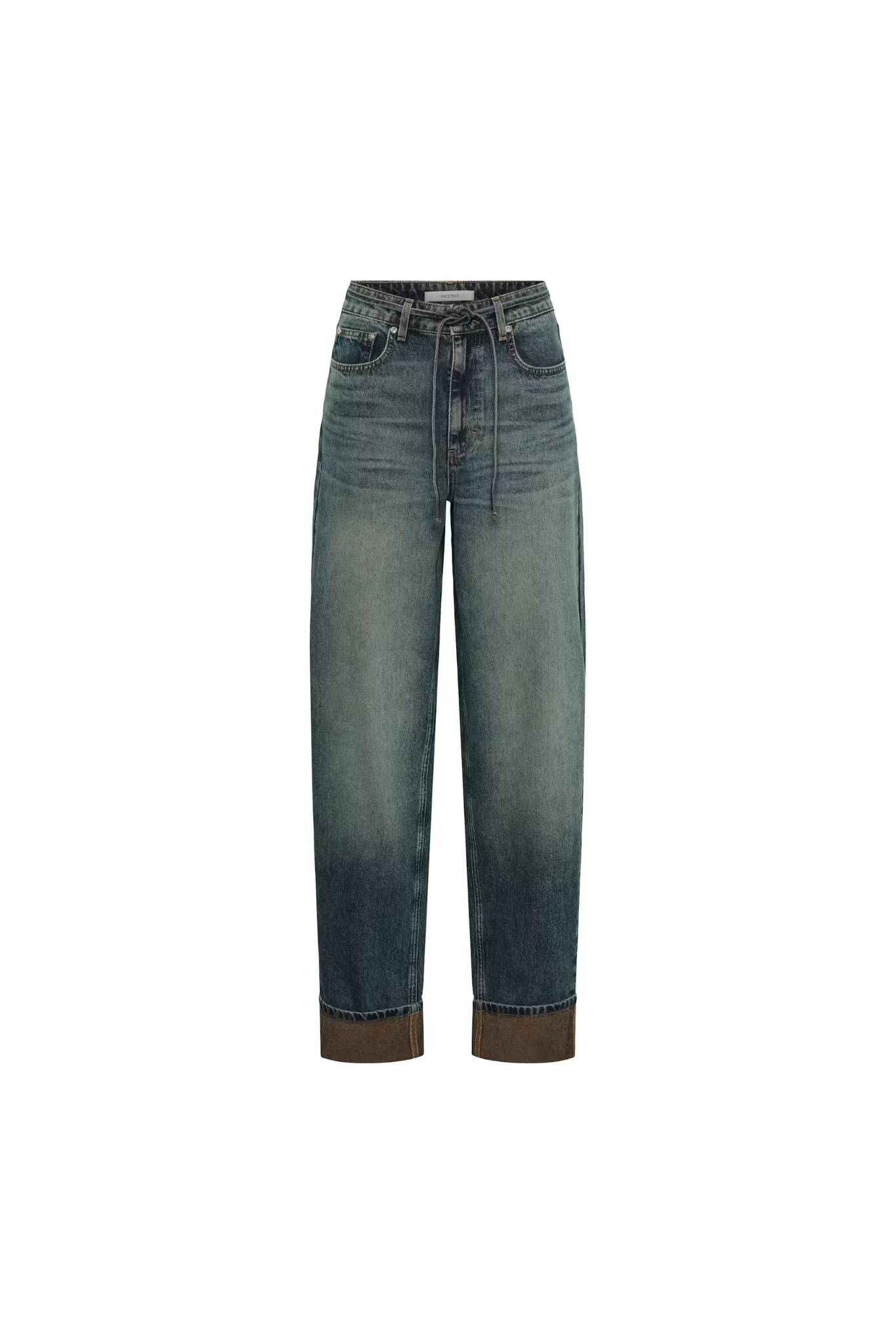 SUSARA HW BARREL JEANS - BLUE/GREEN WASH