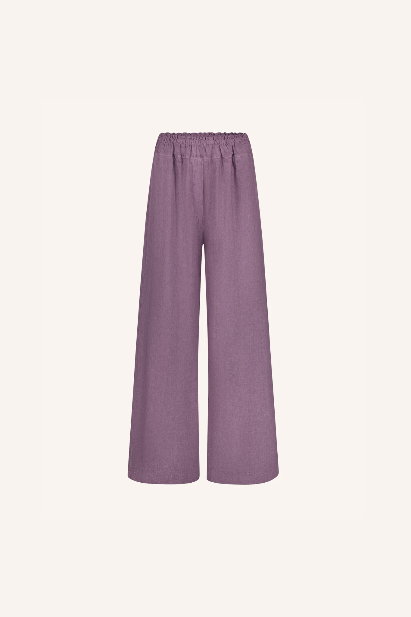 By-Bar robyn linen pants in lavender. Front flatlay view