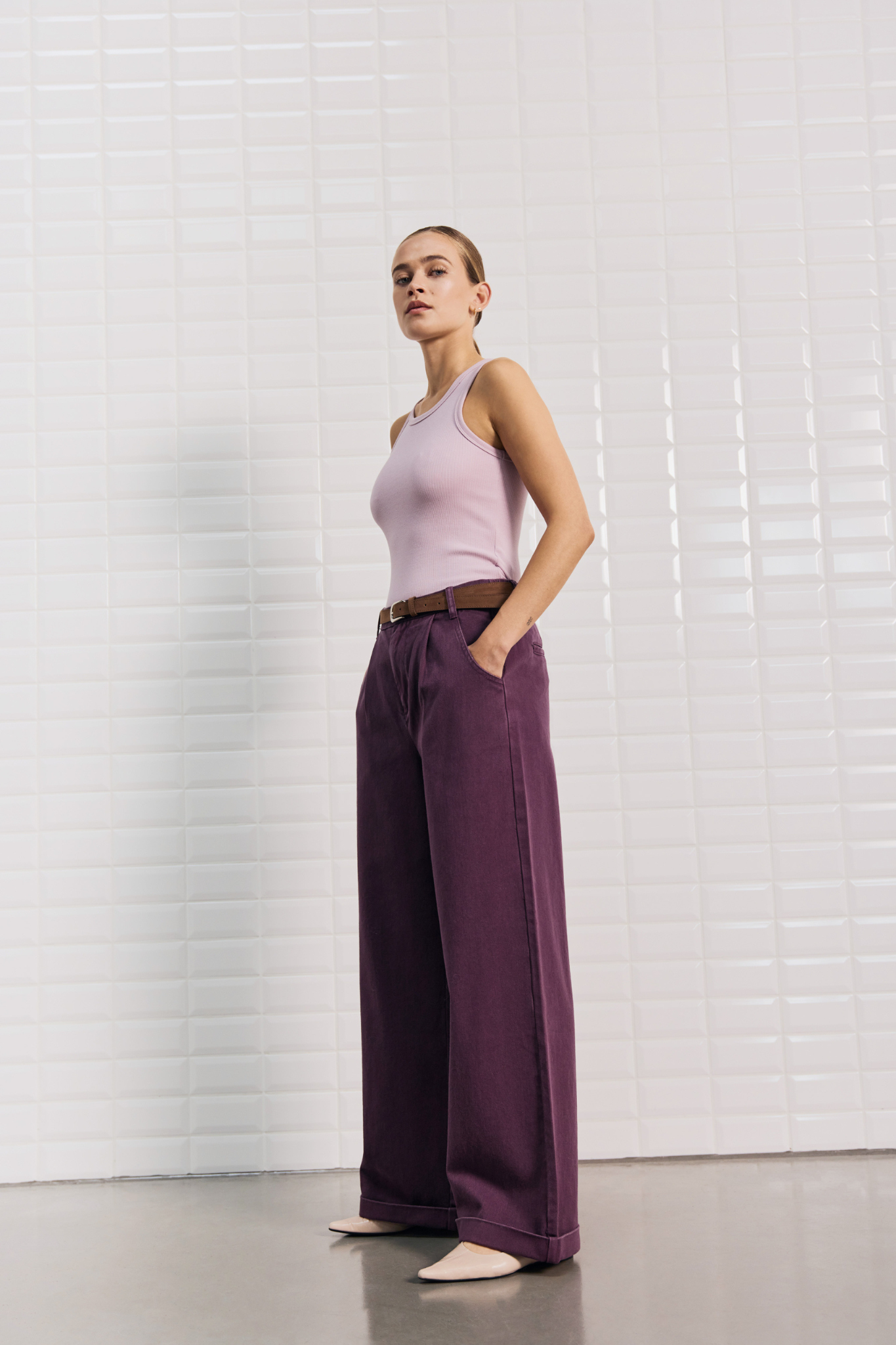 STEFFI HW WIDE PANT - BLACKBERRY