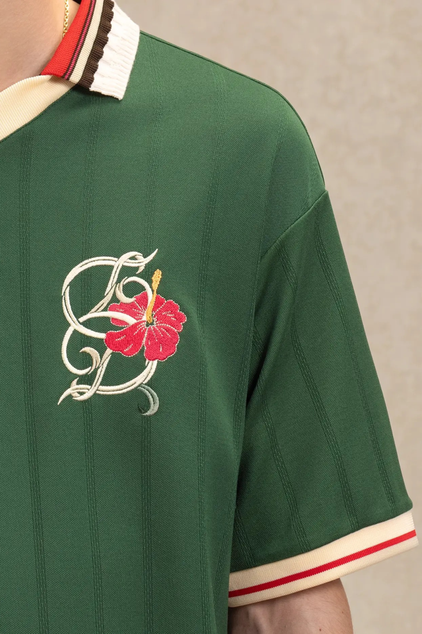 D HIBISCUS POLO - DARK GREEN