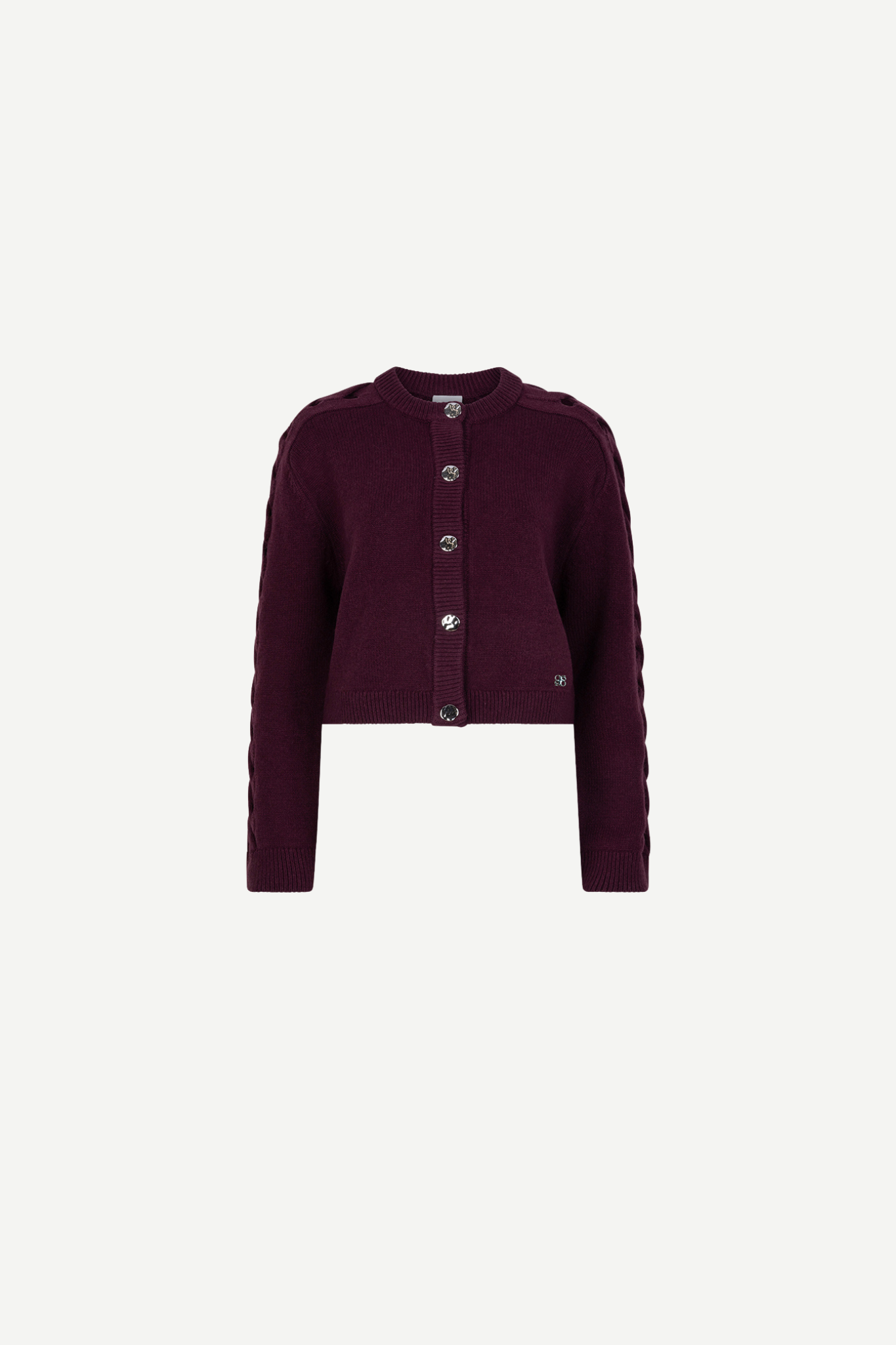 HABY BRAIDED CARDIGAN SWEATER - MULBERRY RED
