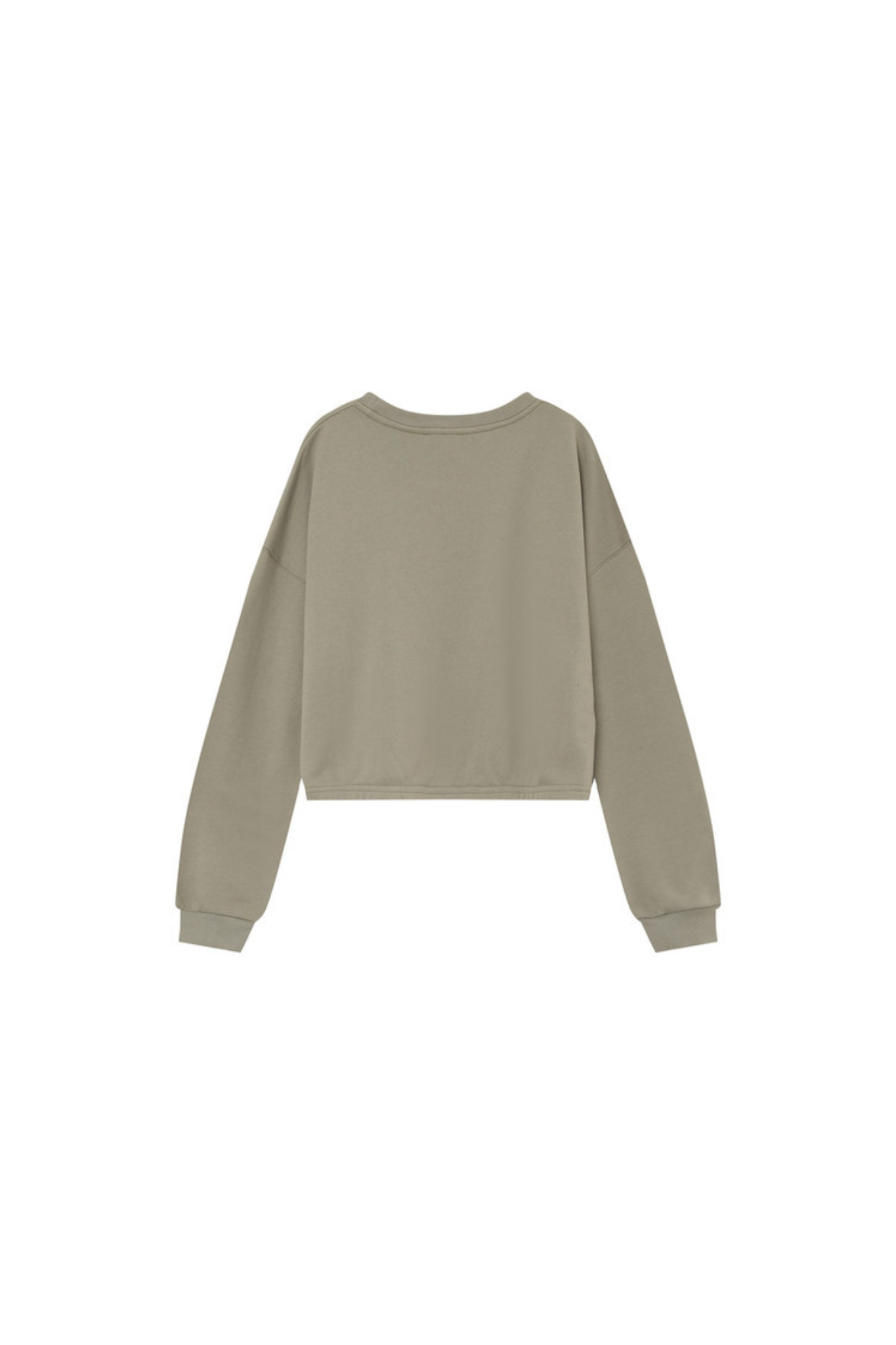 Grace & Mila podium sweatshirt in green. Back flatlay view