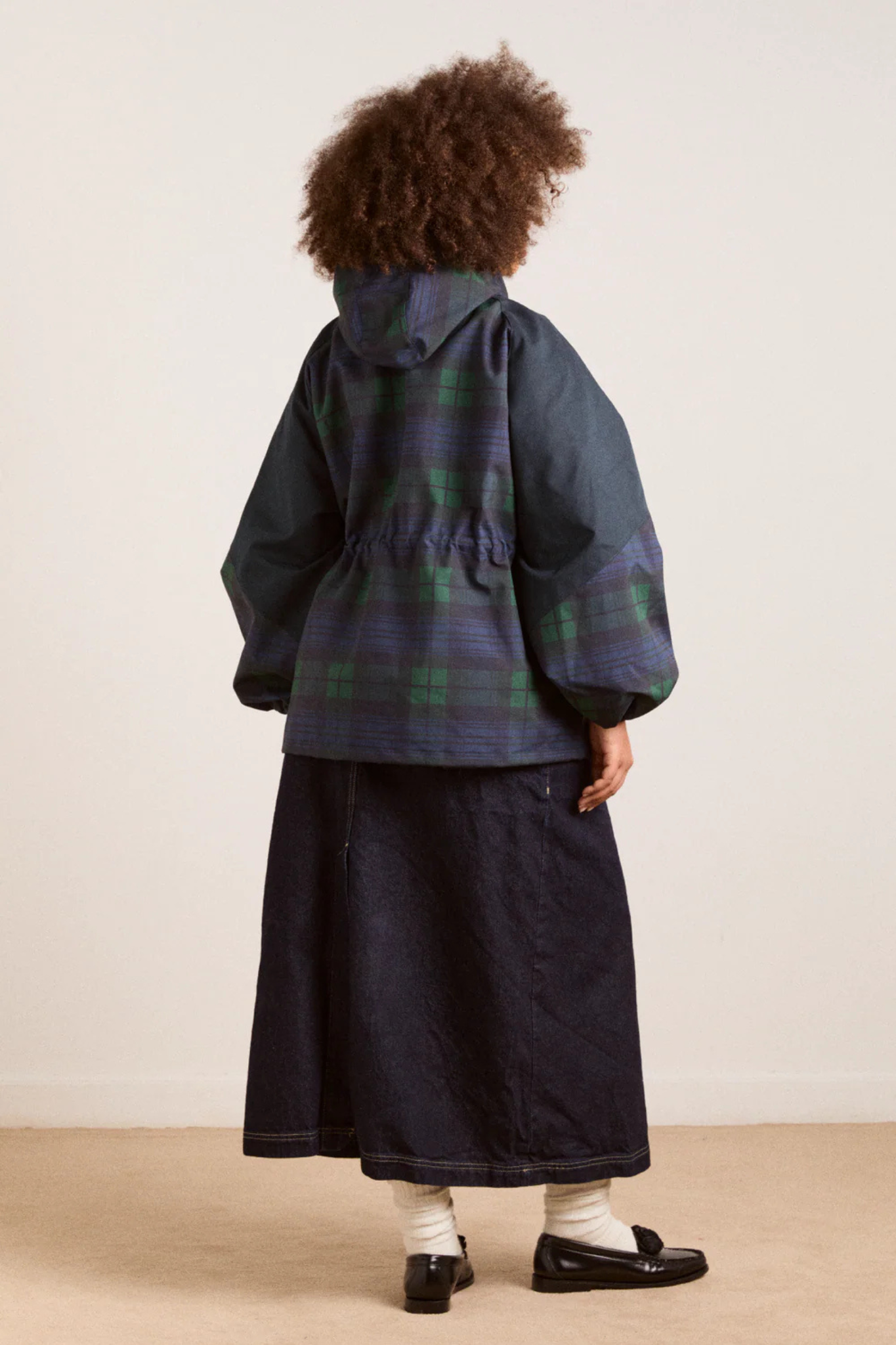 LIU RAINCOAT - NAVY CHECK