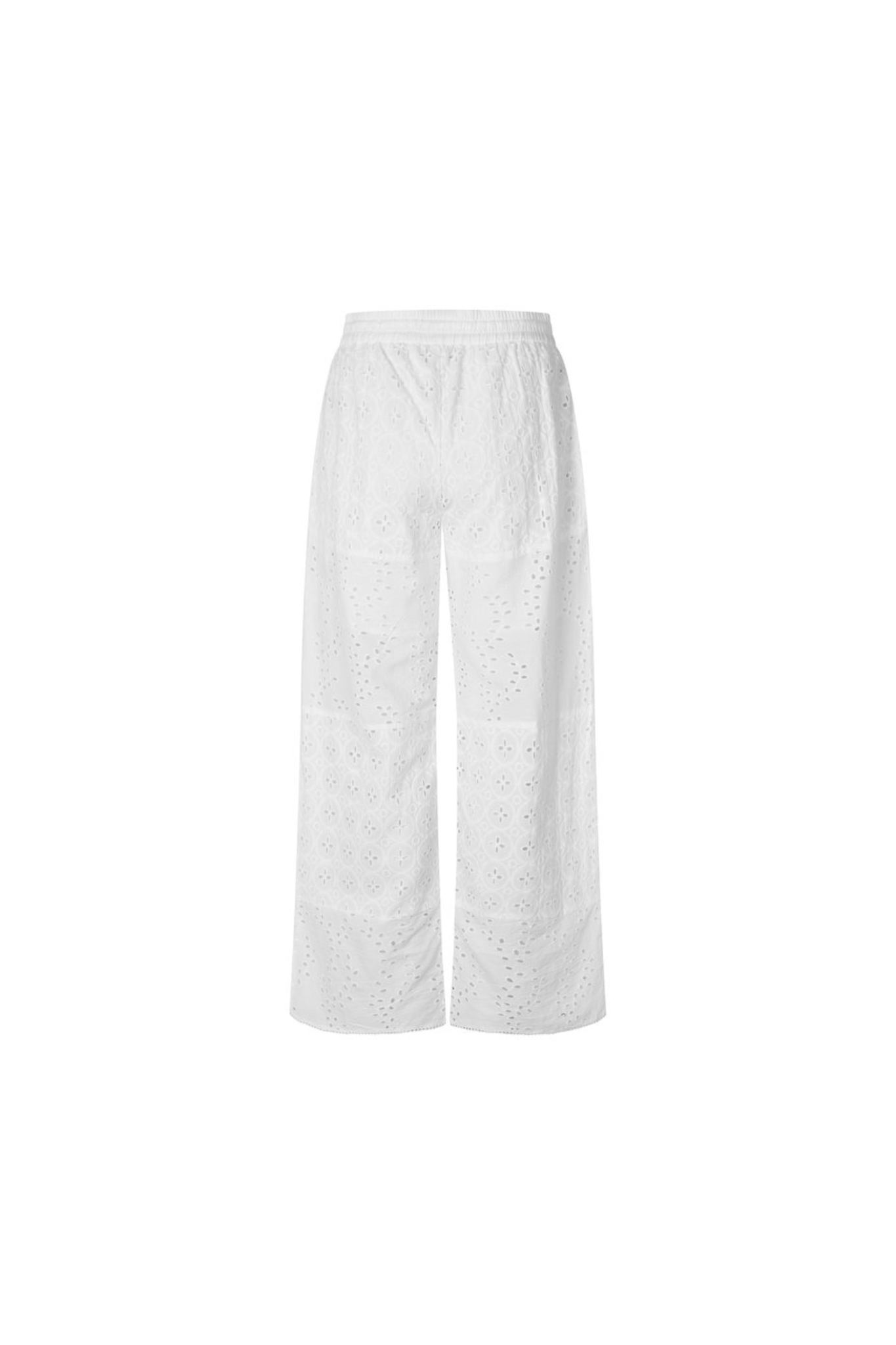 MBYM viljane embroidery pants in white. Back flatlay view