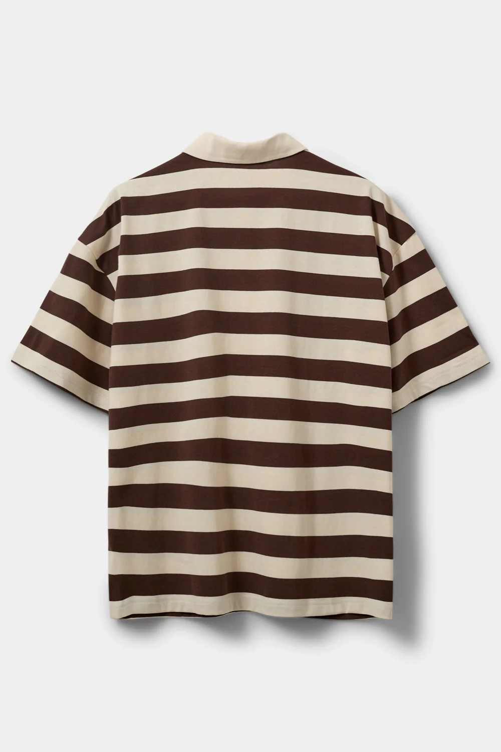 PIL OVERSIZE STRIPED POLOSHIRT - OFF WHITE/BROWN STRIPED