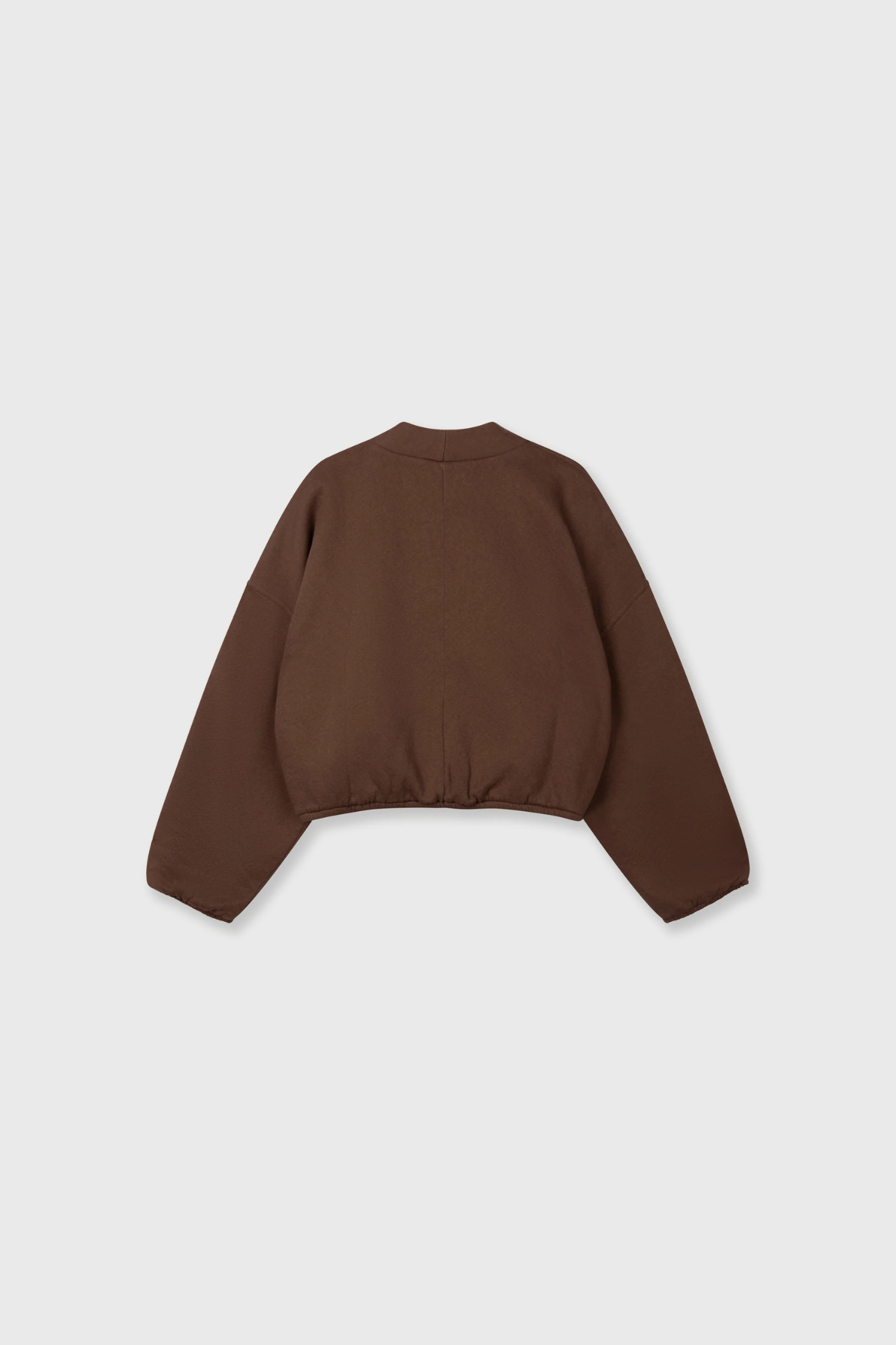 CROPPED BASEBALL CARDIGAN - DARK TRUFFLE