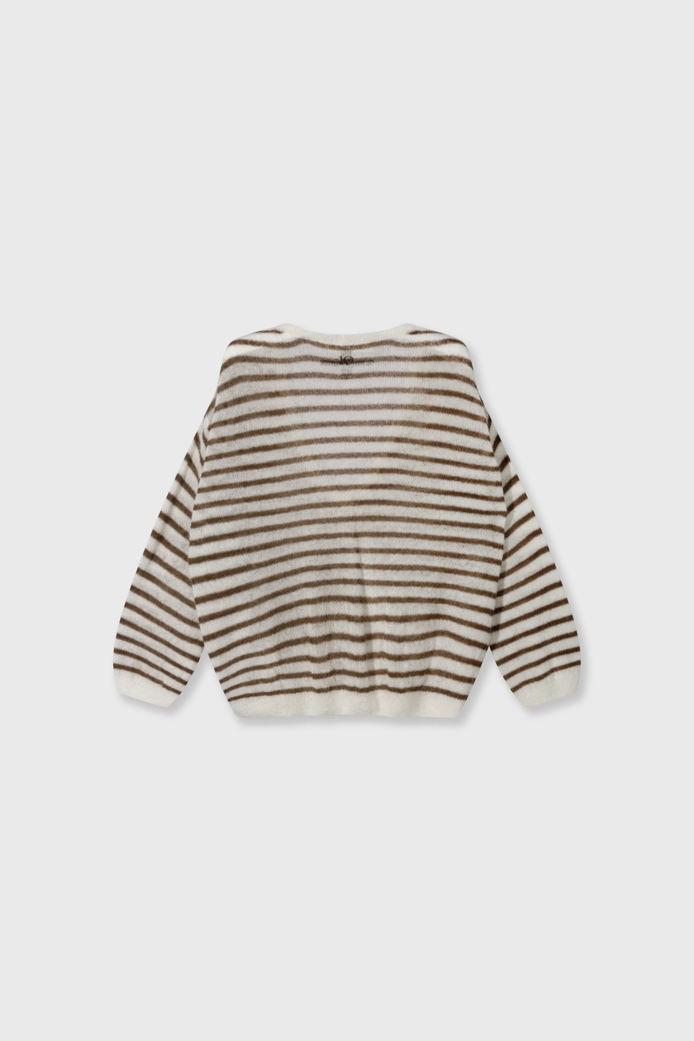 THIN V-NECK KNIT SWEATER - DARK TRUFFLE/ECRU