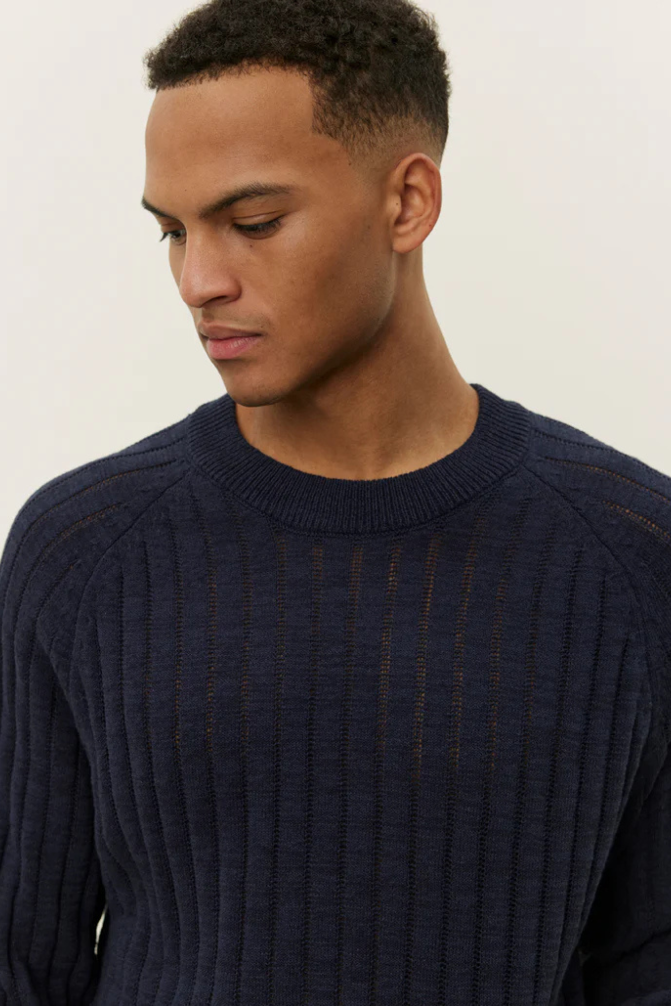 FABIAN LINEN CREWNECK KNIT - DARK NAVY