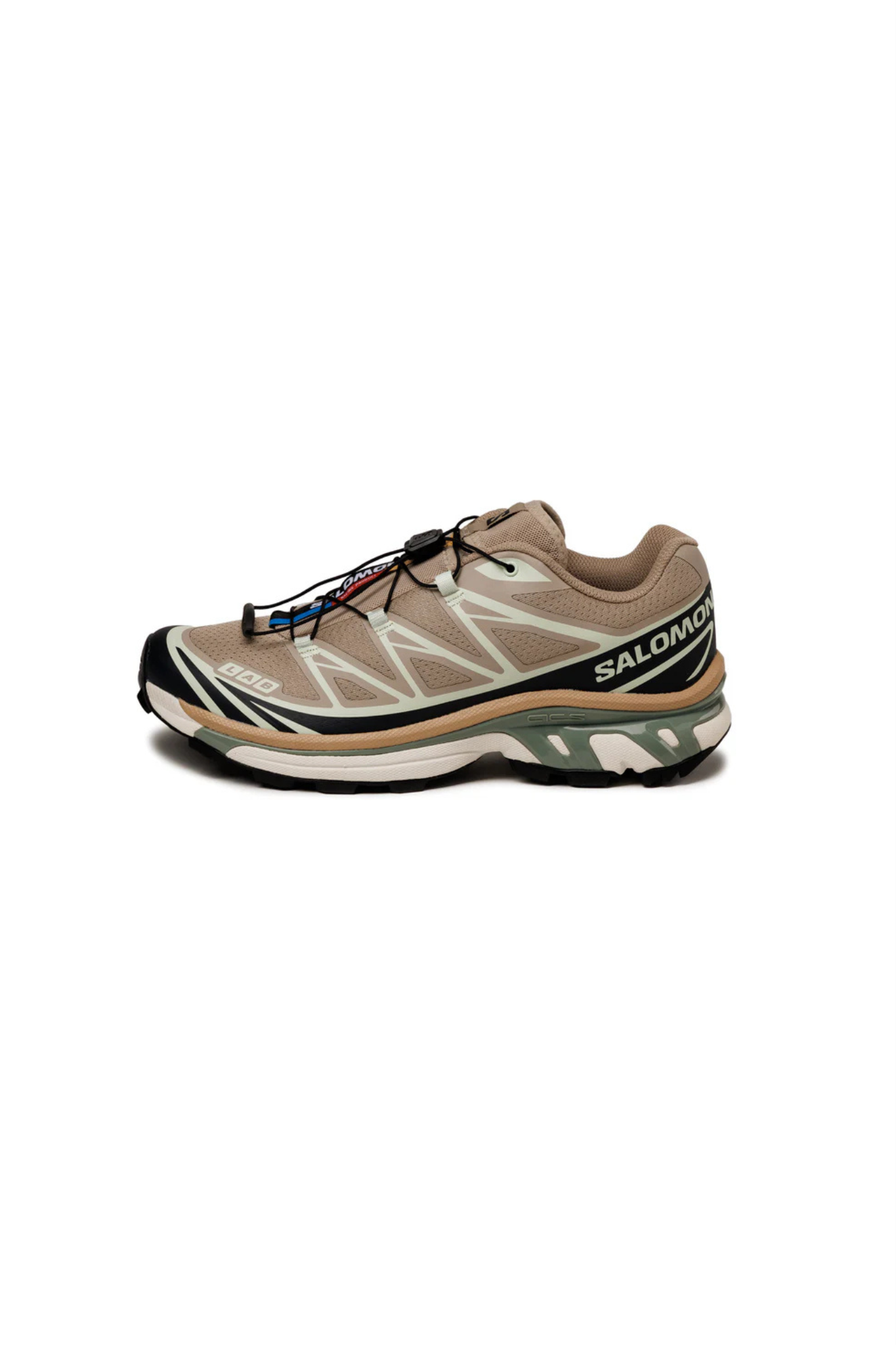 SALOMON XT-6 SNEAKERS WOMEN - OXFORD TAN/CARBON/CLEARLY AQUA. Side view